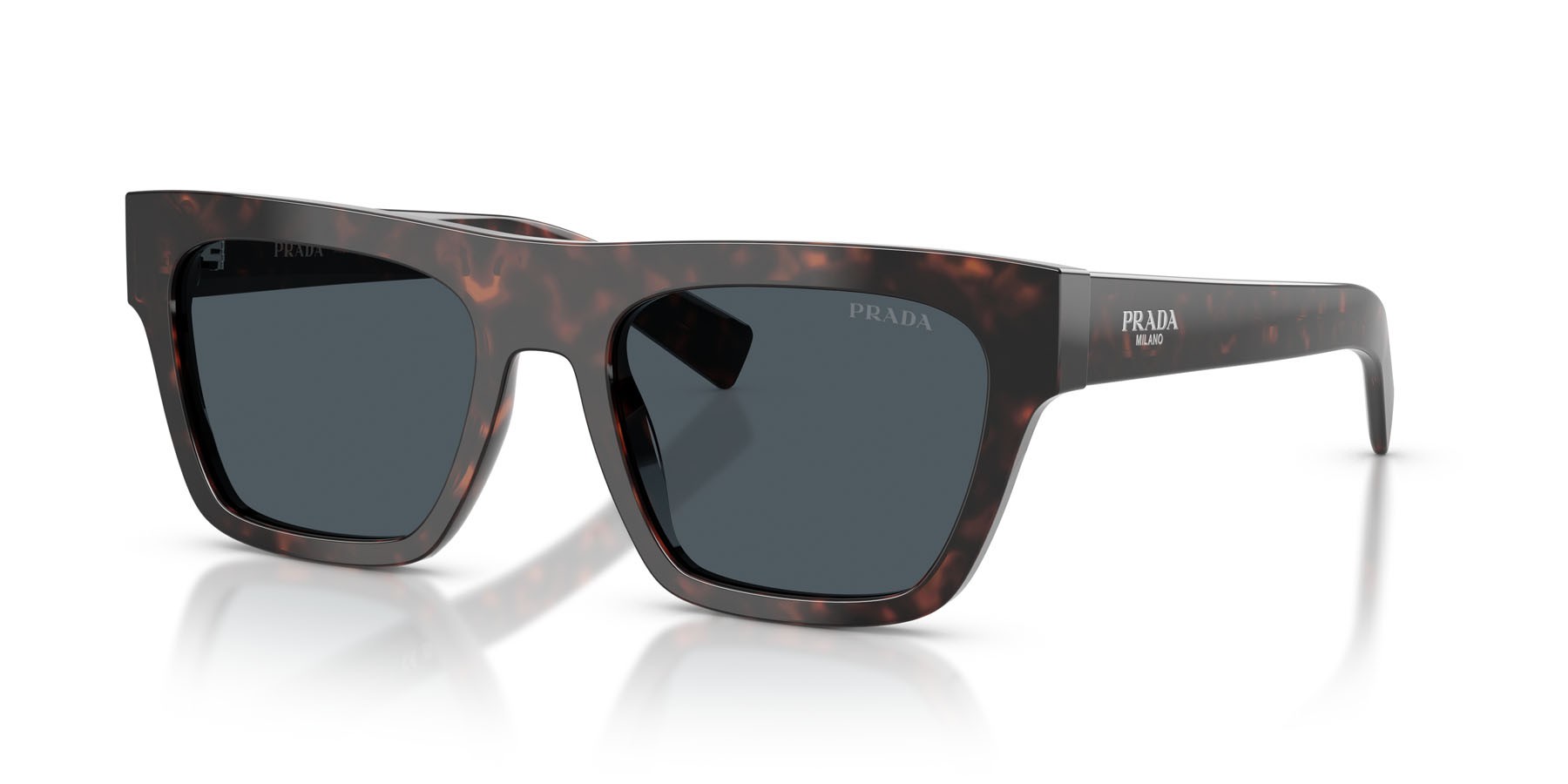 Occhiali da sole Prada PR C03S (17N70B) colore root havana forma rettangolare lenti grigio scuro