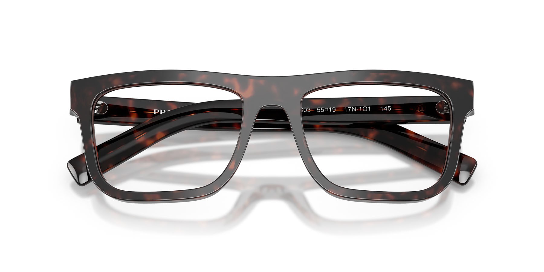 Eyeglasses Prada PR C03V (17N1O1) color root tartarugato shape square lenses lente demo