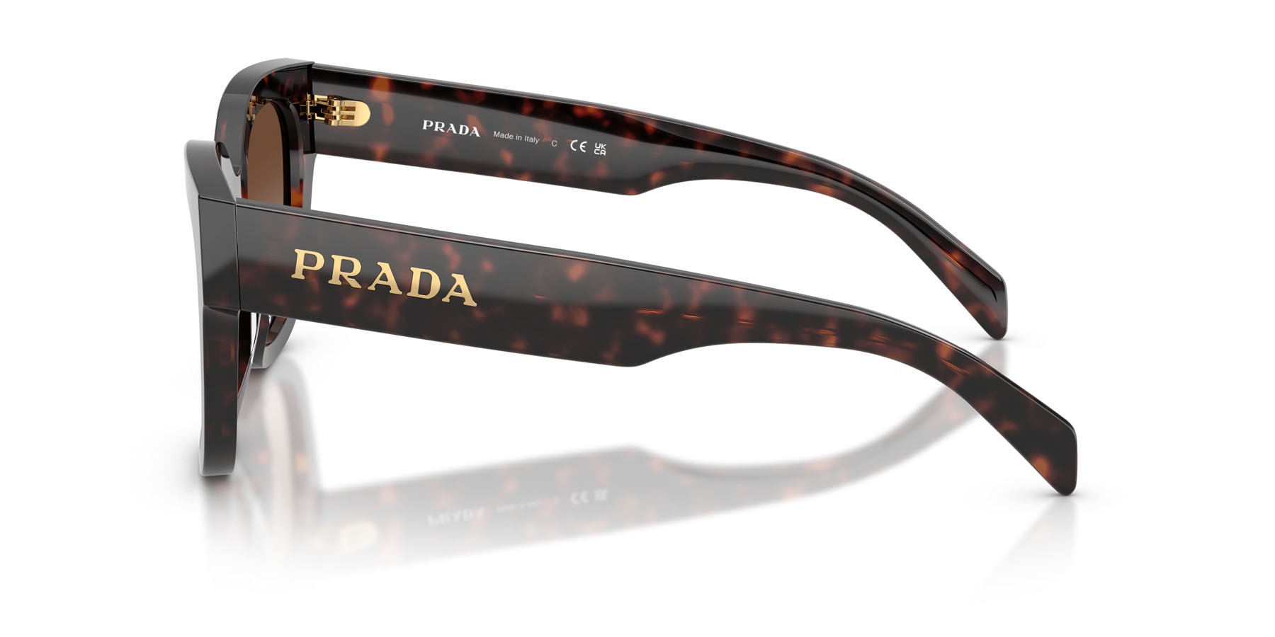 Occhiali da sole Prada PR C04S (17N80A) colore root tartarugato forma quadrato lenti marrone sfumato