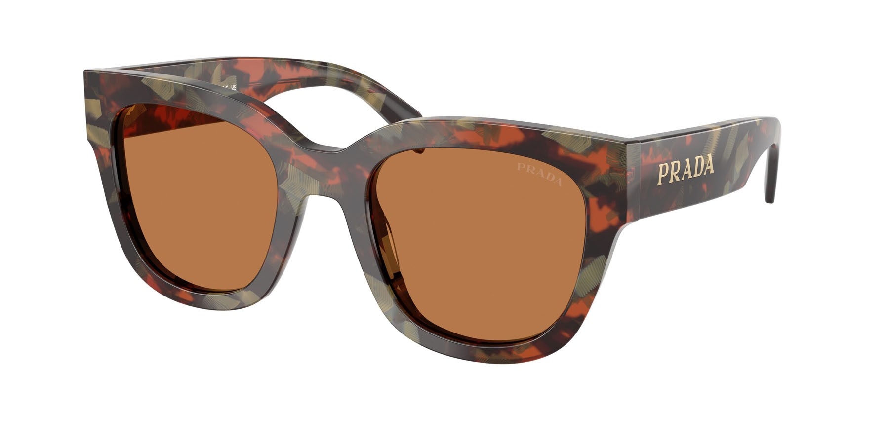 Occhiali da sole Prada PR C04S (22F90Q) colore woods tortoise forma quadrato lenti marrone
