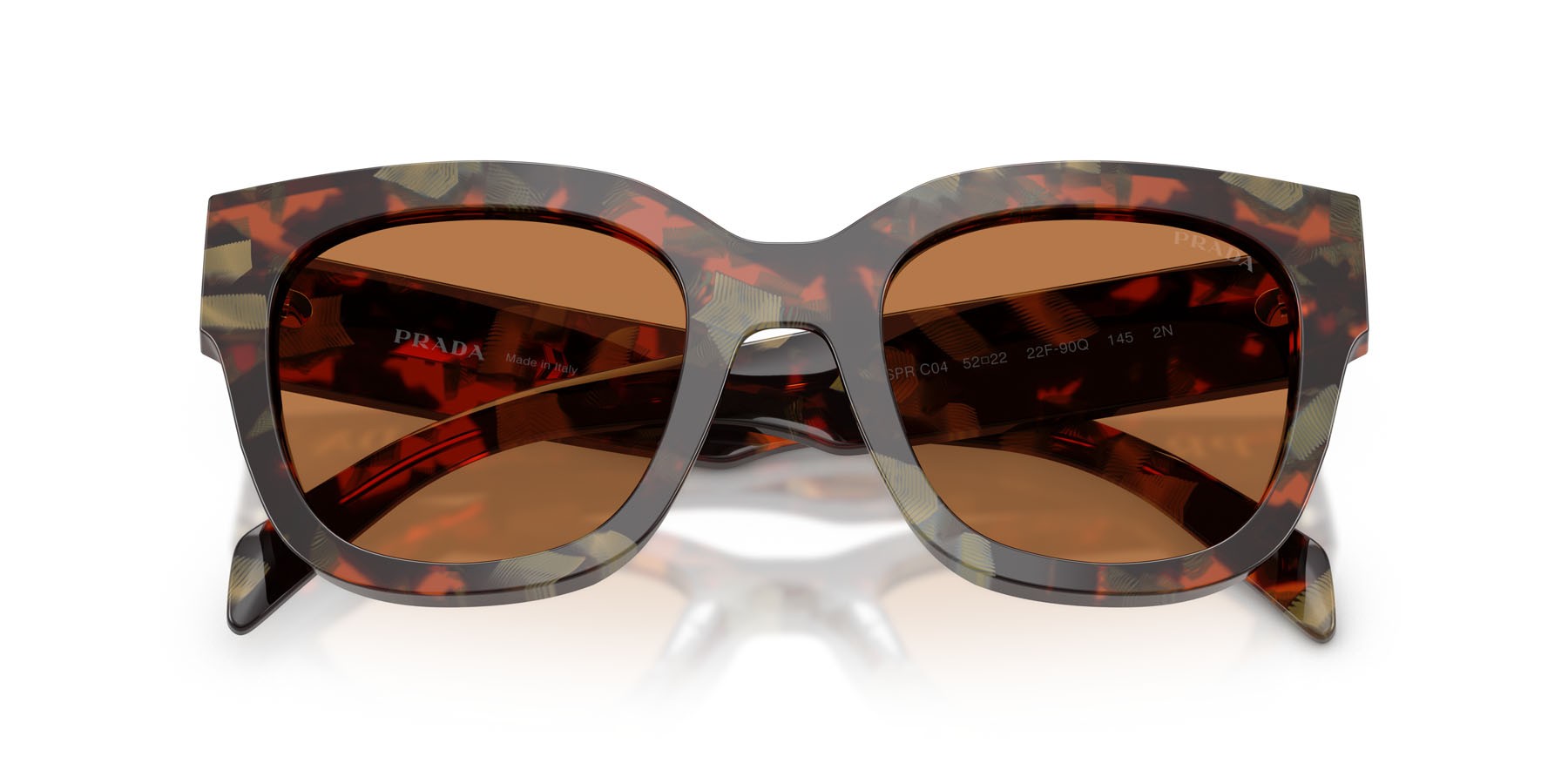 Occhiali da sole Prada PR C04S (22F90Q) colore woods tortoise forma quadrato lenti marrone