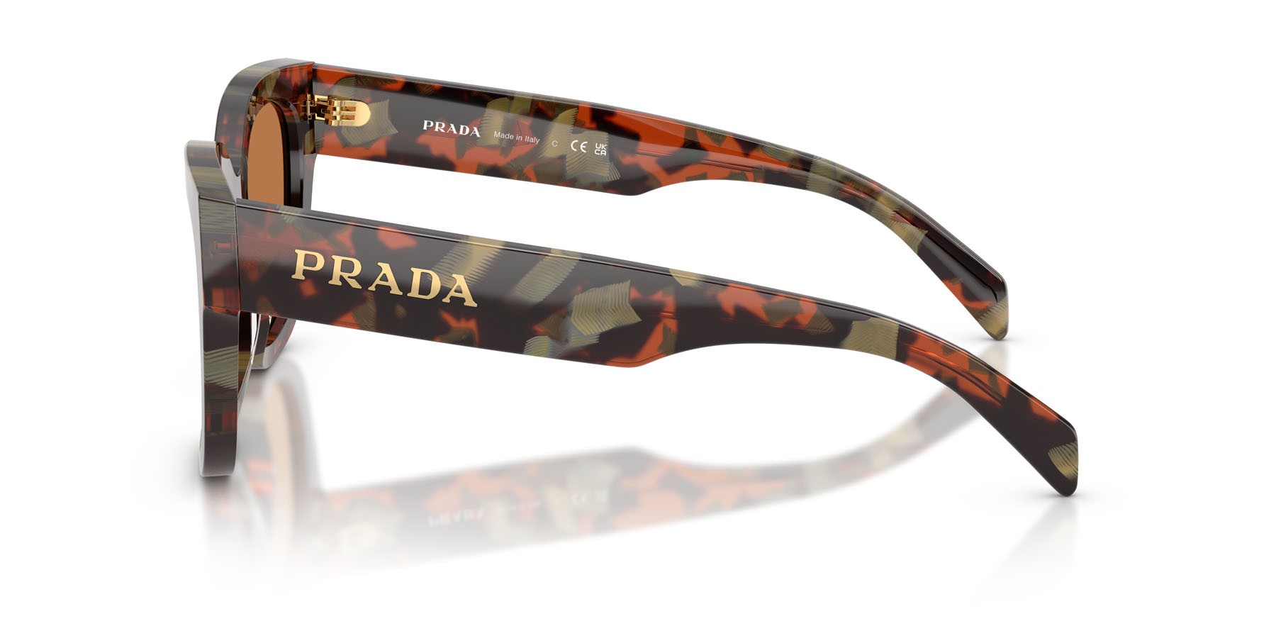 Occhiali da sole Prada PR C04S (22F90Q) colore woods tortoise forma quadrato lenti marrone