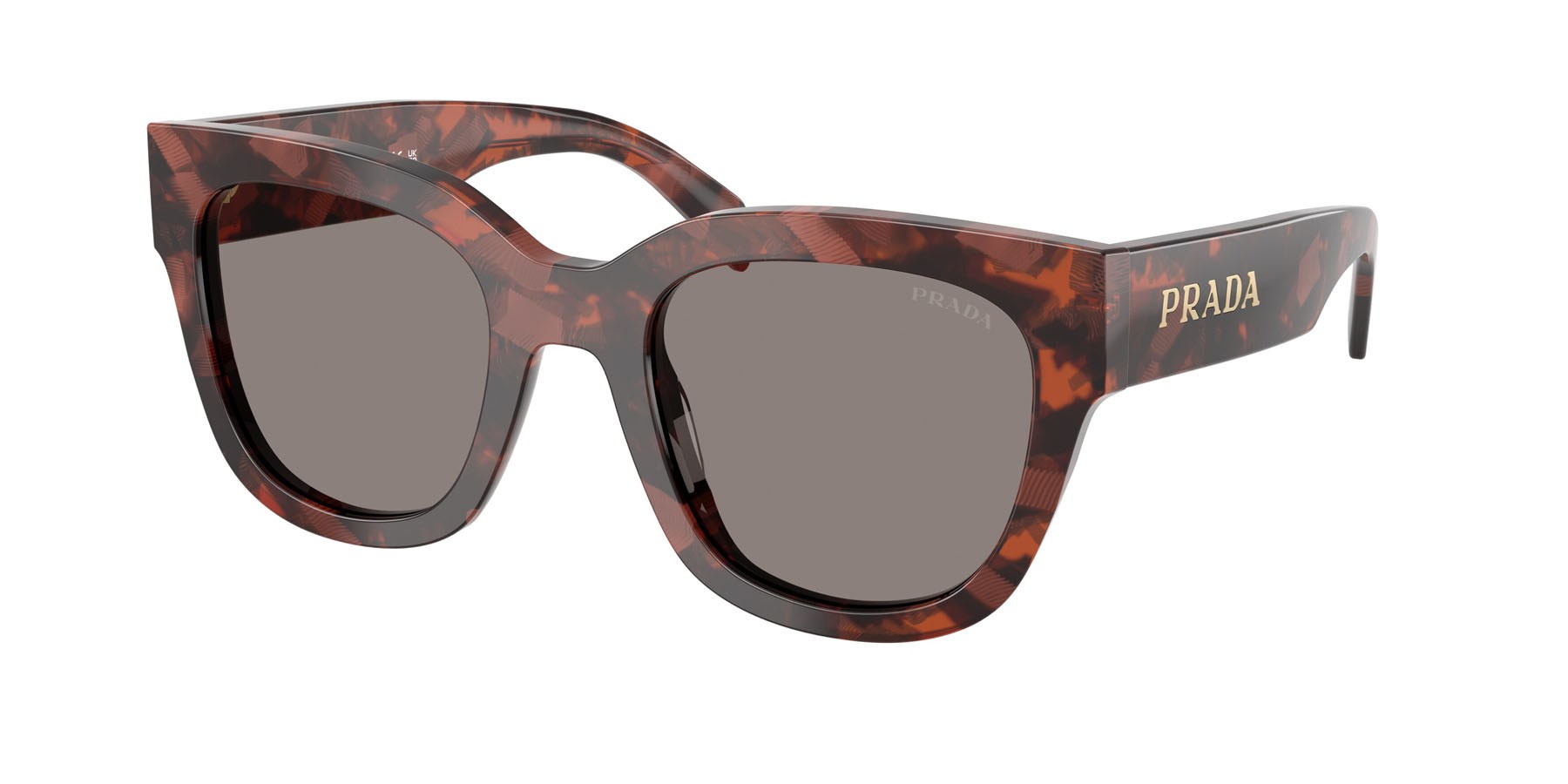 Occhiali da sole Prada PR C04S (23F80Q) colore amaranth tortoise forma quadrato lenti grigio scuro
