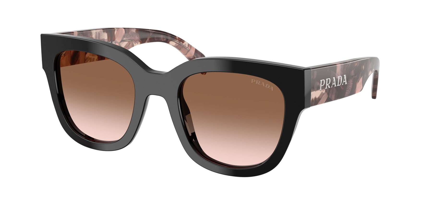 Sunglasses Prada PR C04S (28F90P) color nero shape square lenses marrone sfumato