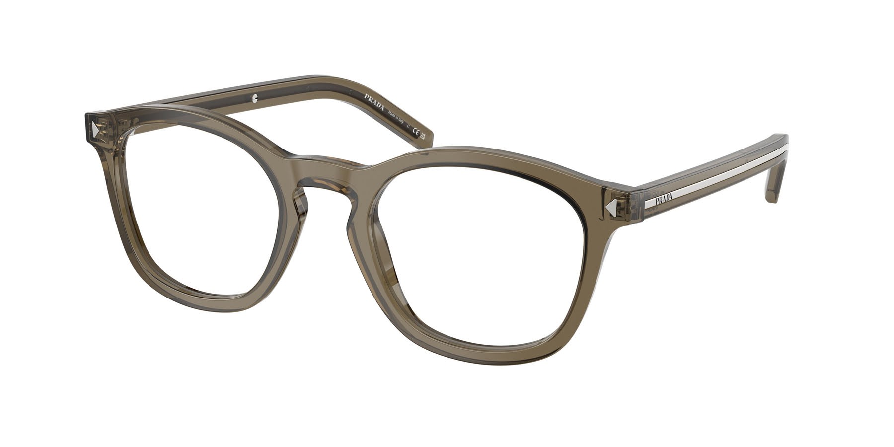 Eyeglasses Prada PR C04V (18T1O1) color terra trasparente shape square lenses lente demo