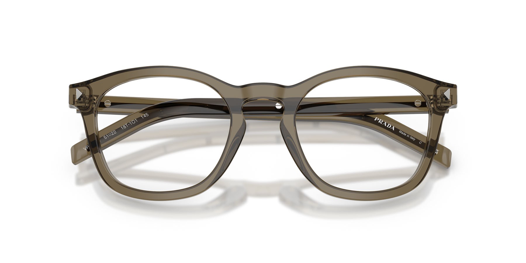 Eyeglasses Prada PR C04V (18T1O1) color terra trasparente shape square lenses lente demo