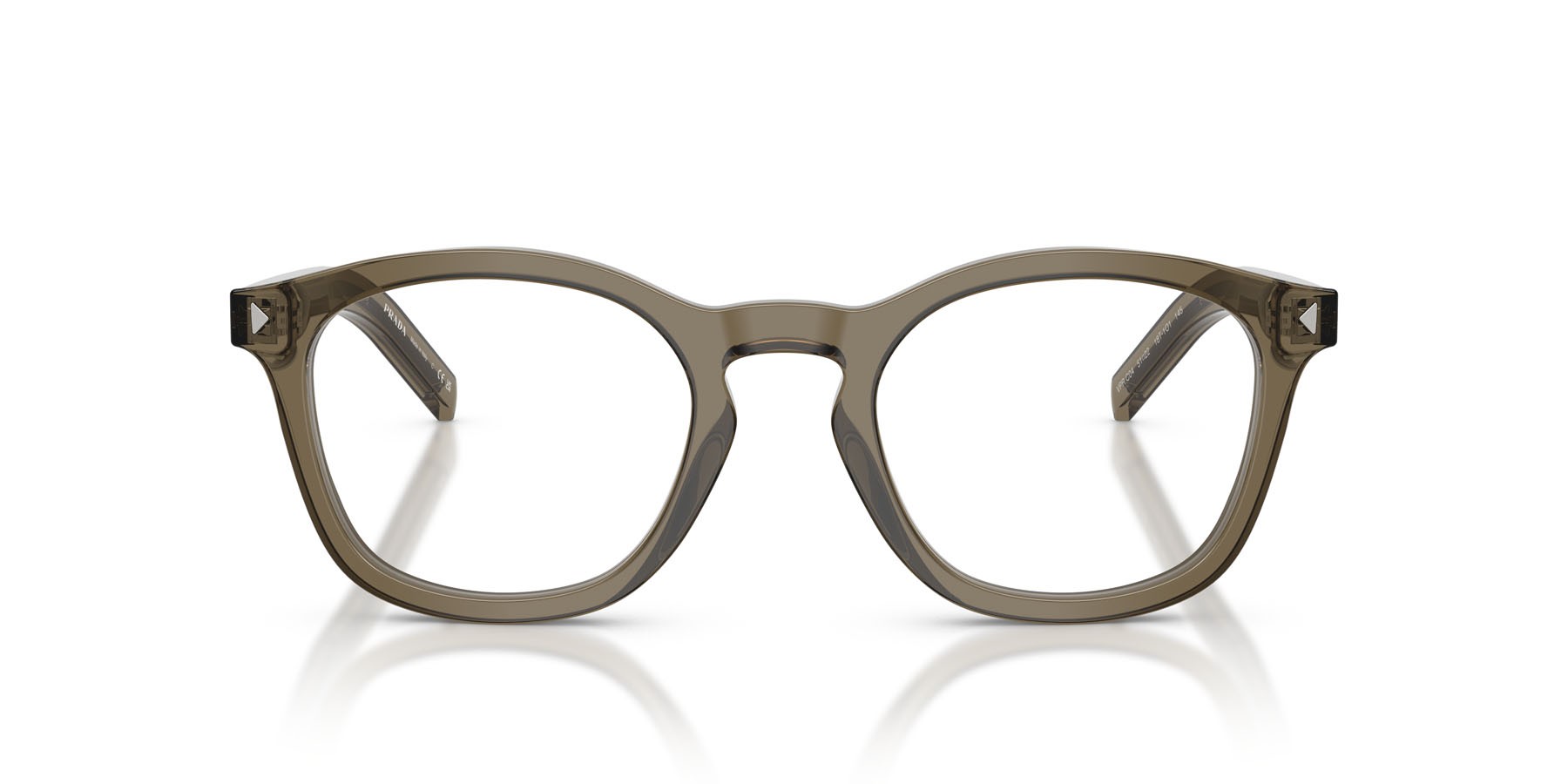 Eyeglasses Prada PR C04V (18T1O1) color terra trasparente shape square lenses lente demo