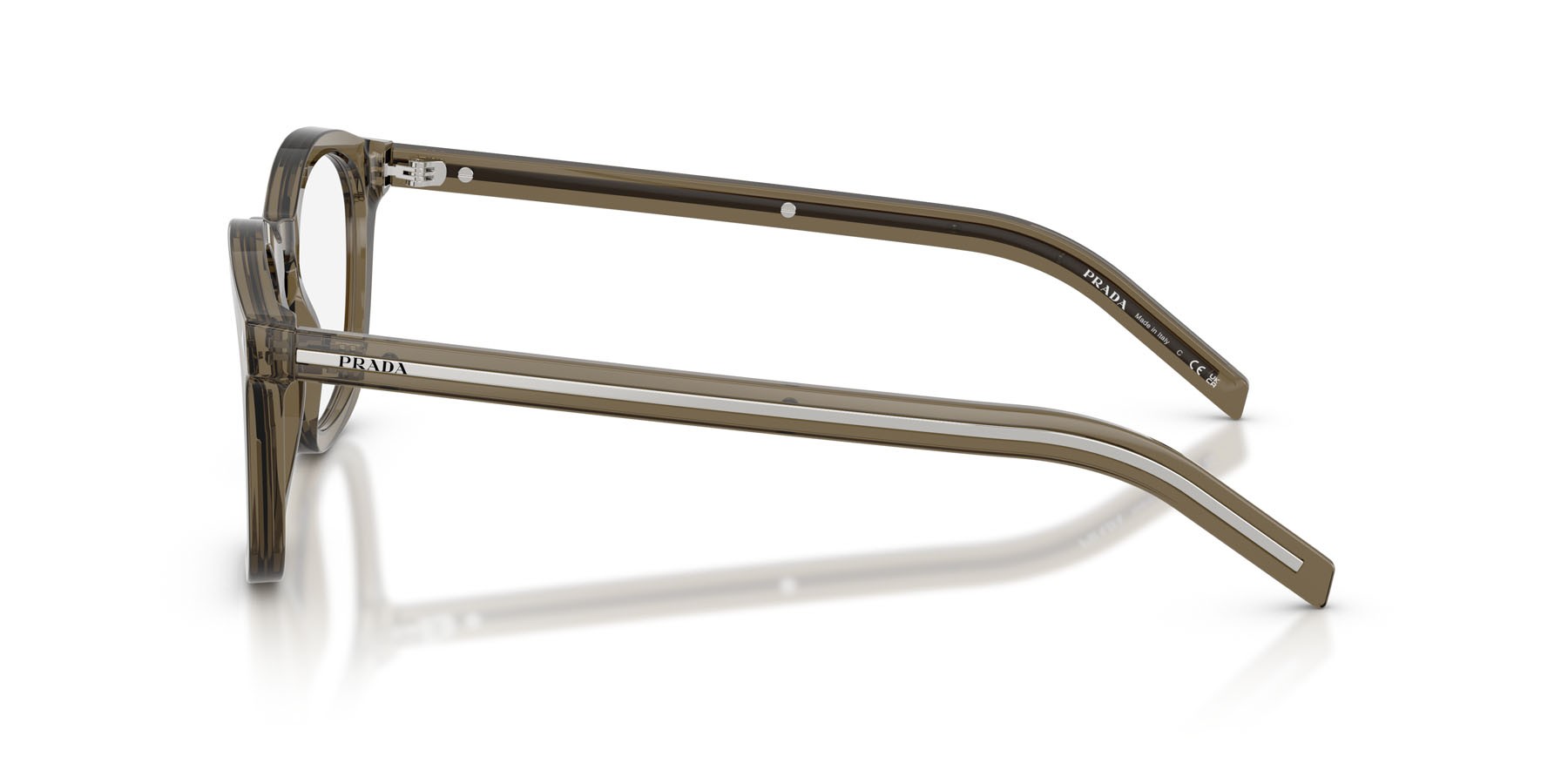 Eyeglasses Prada PR C04V (18T1O1) color terra trasparente shape square lenses lente demo