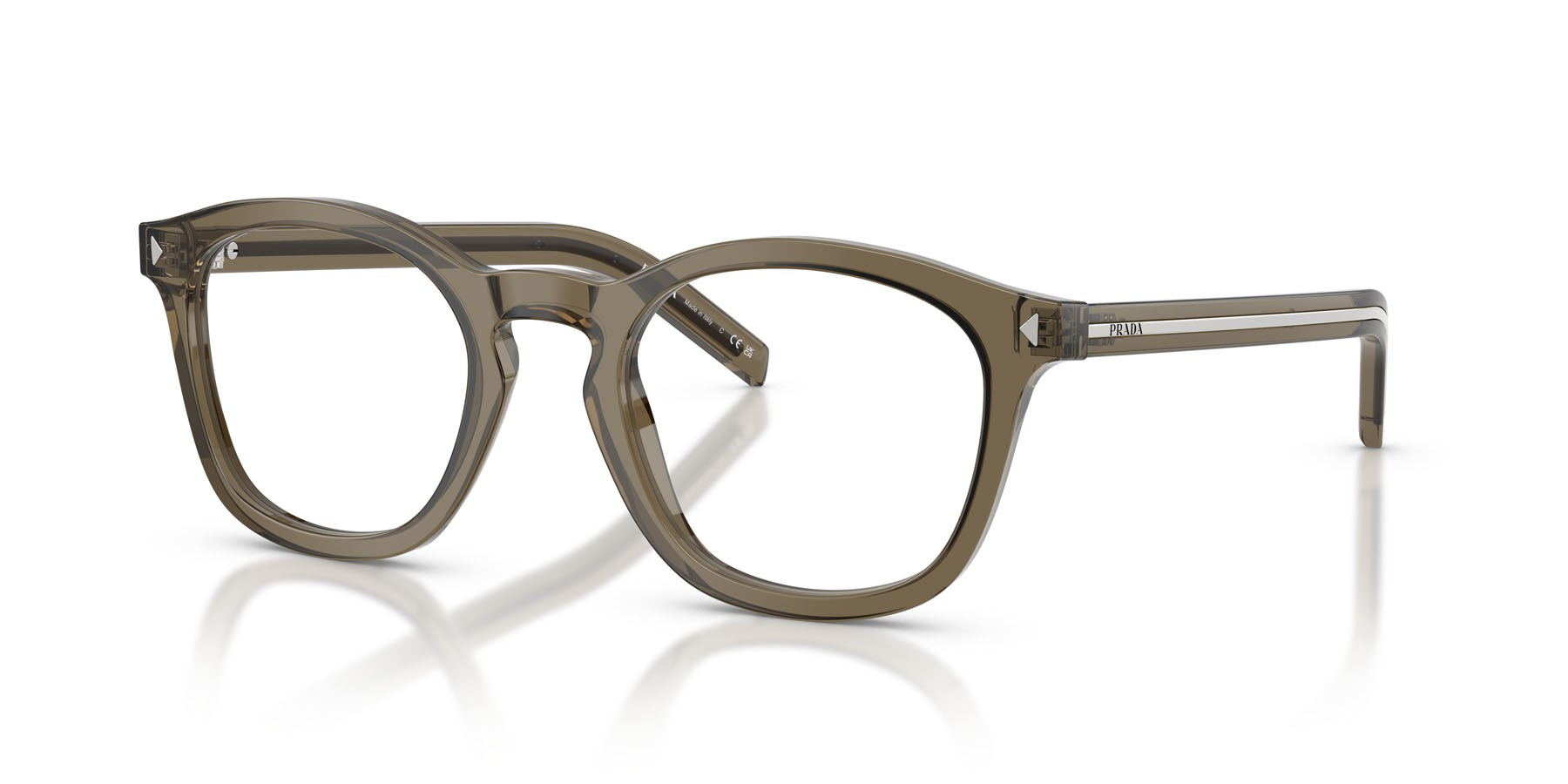Eyeglasses Prada PR C04V (18T1O1) color terra trasparente shape square lenses lente demo