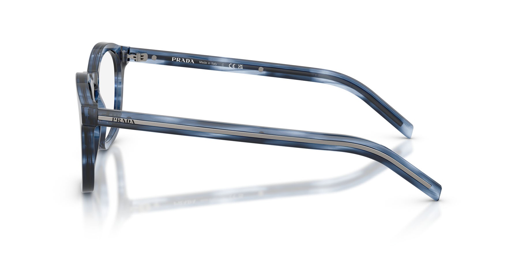 Eyeglasses Prada PR C04V (26F1O1) color striato blu shape square lenses lente demo