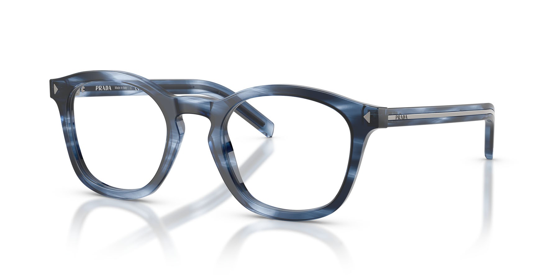 Eyeglasses Prada PR C04V (26F1O1) color striato blu shape square lenses lente demo