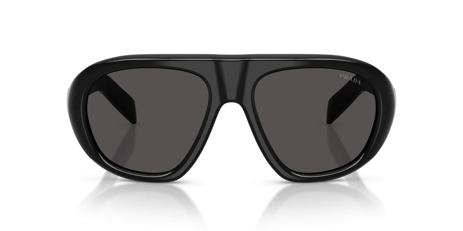 Sunglasses Prada PR C05S (16K08Z) color nero shape irregular lenses grigio scuro