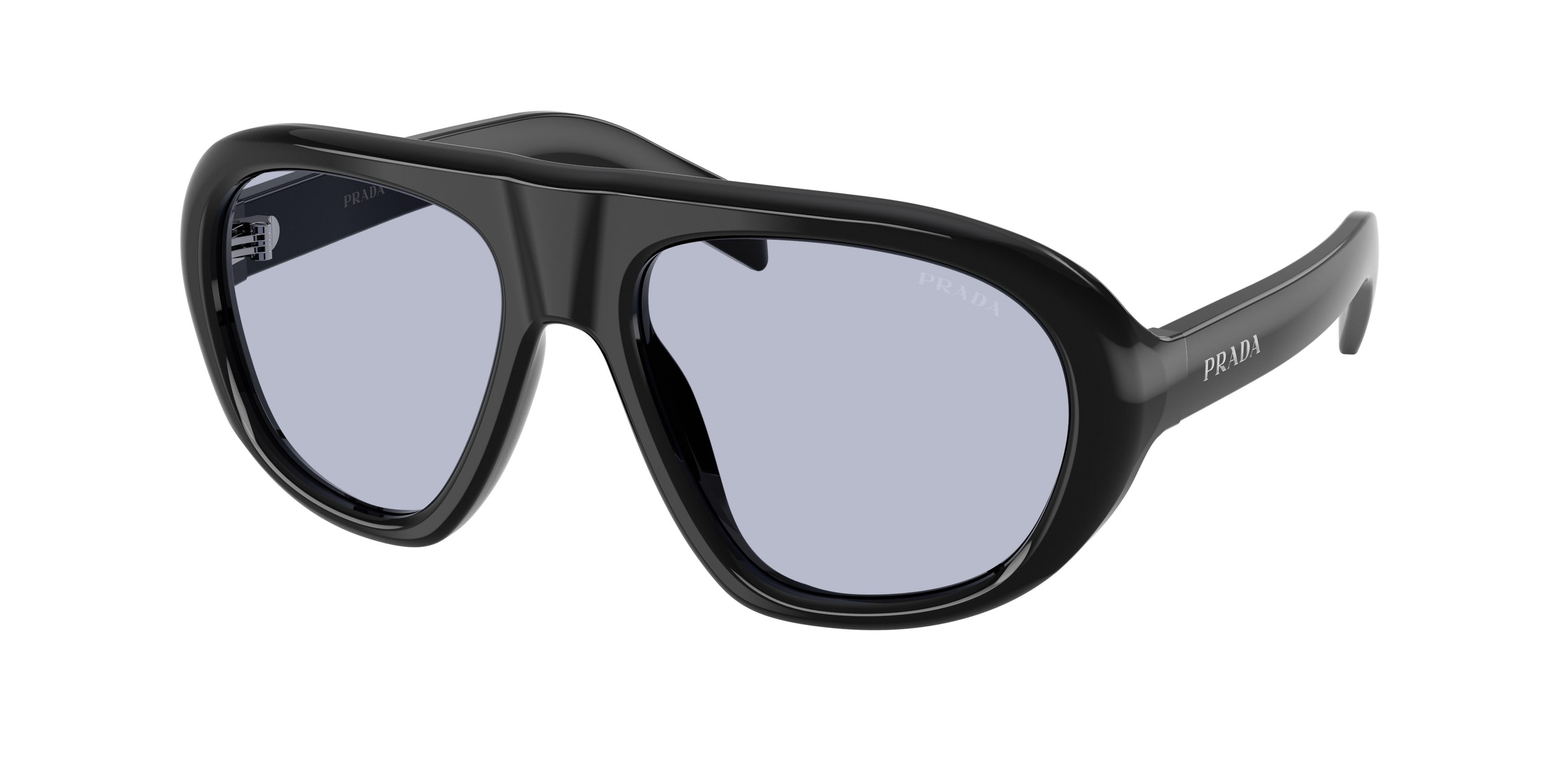 Sunglasses Prada PR C05S (16K30X) color nero shape irregular lenses blu