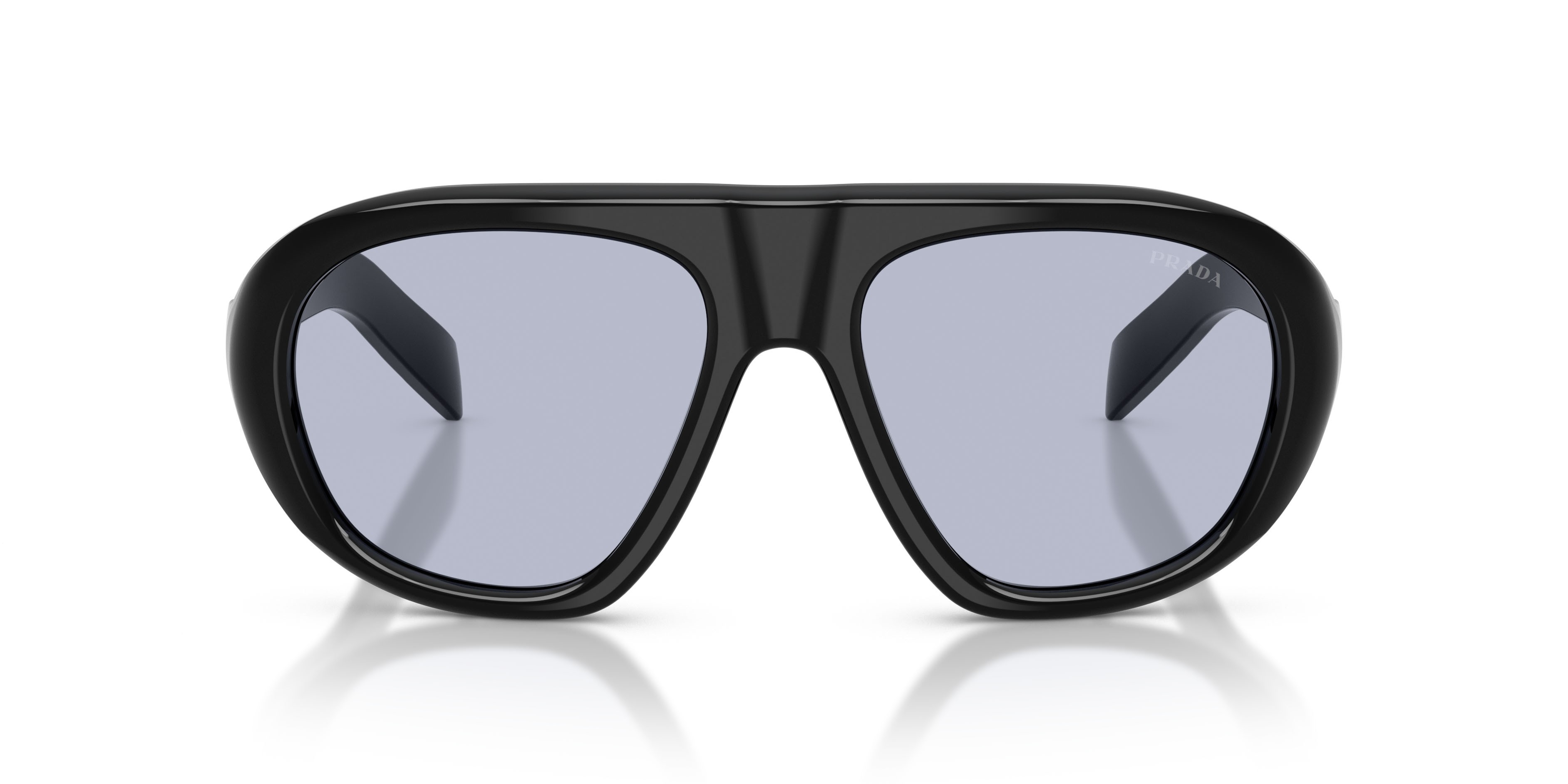 Sunglasses Prada PR C05S (16K30X) color nero shape irregular lenses blu