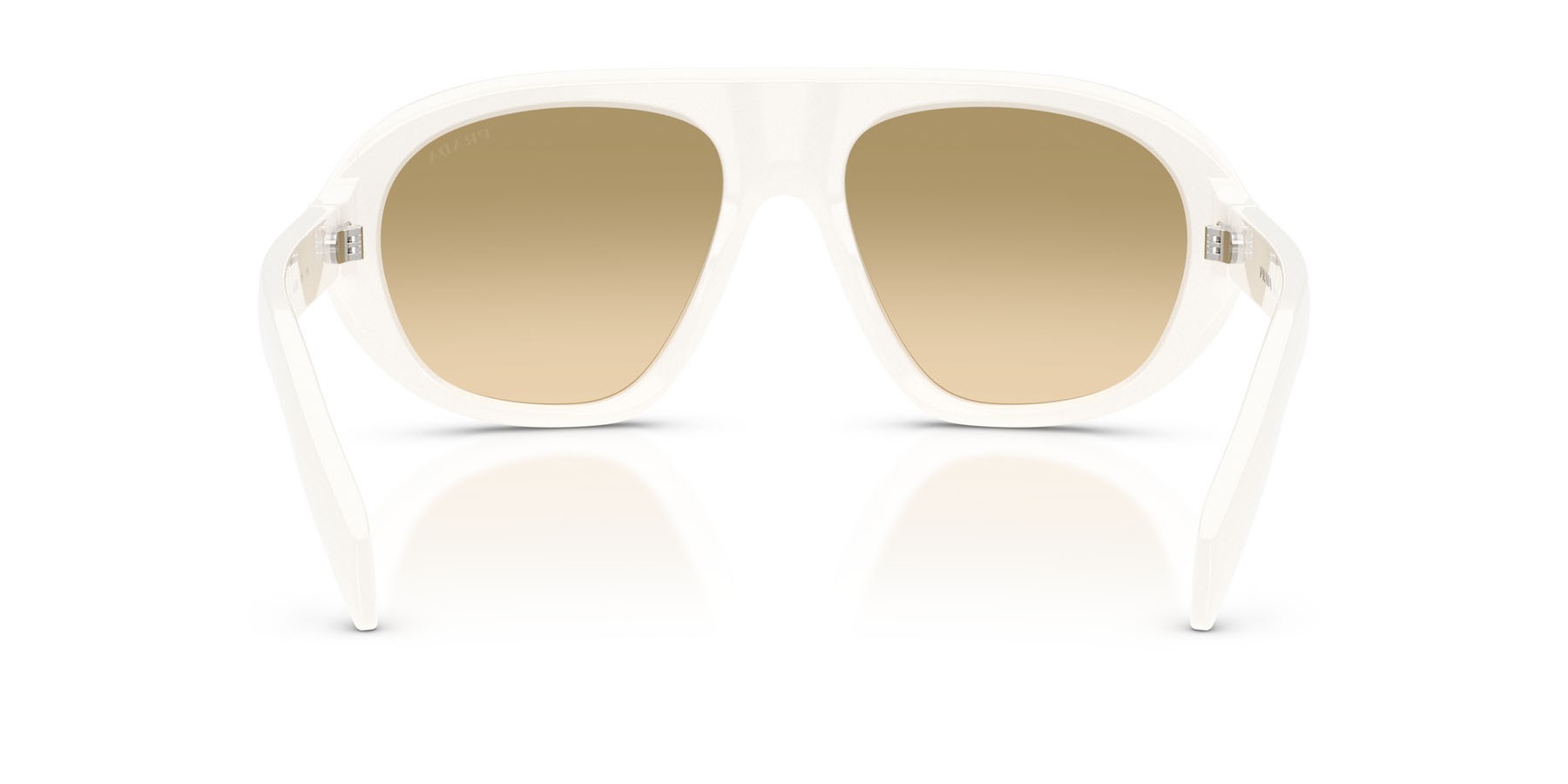 Sunglasses Prada PR C05S (17K20S) color bianco talco shape irregular lenses giallo sfumato marrone