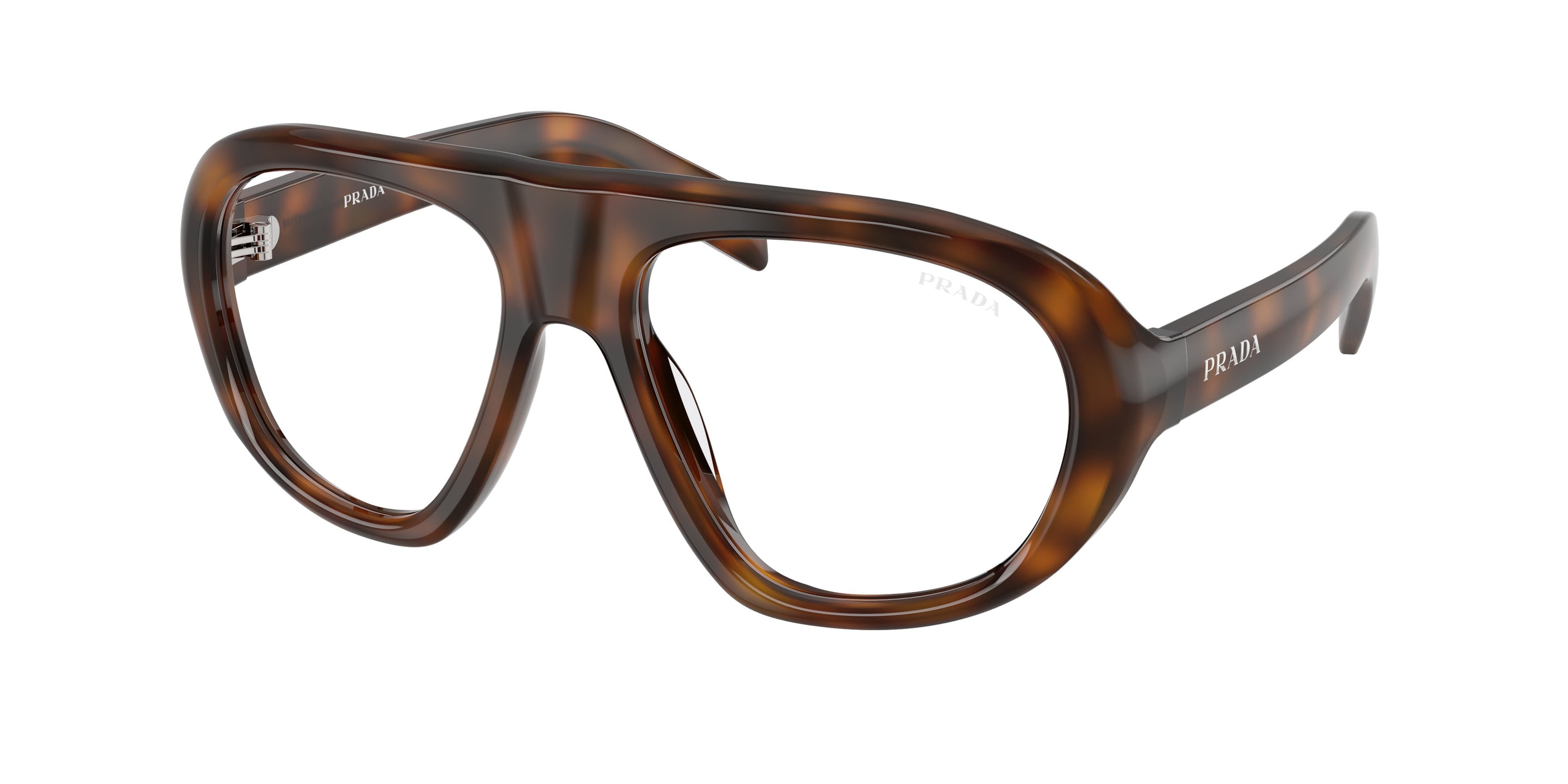 Occhiali da sole Prada PR C05S (20D08N) colore juniper tartarugato forma irregolare lenti clear blue-violet light filter