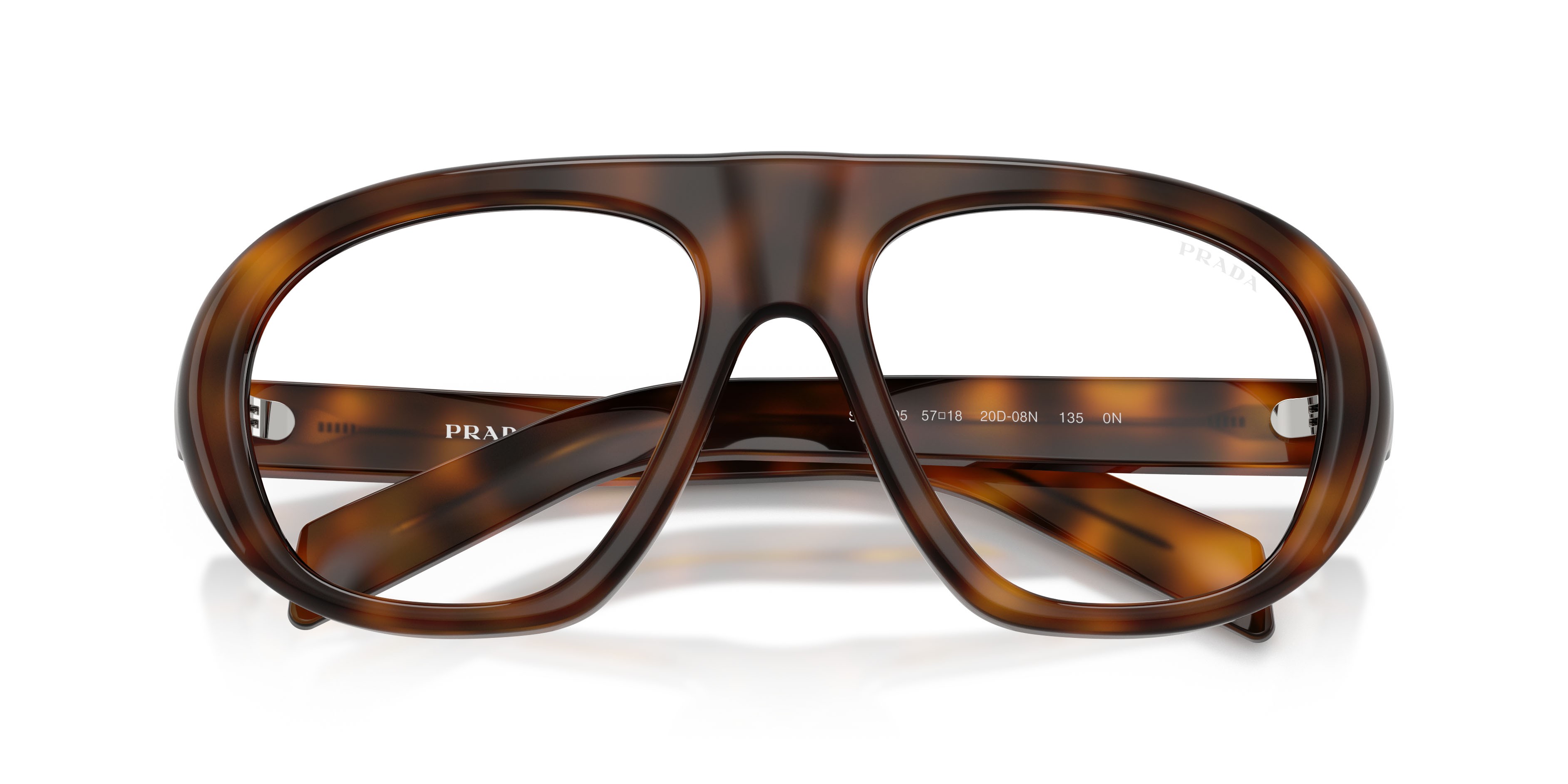 Occhiali da sole Prada PR C05S (20D08N) colore juniper tartarugato forma irregolare lenti clear blue-violet light filter