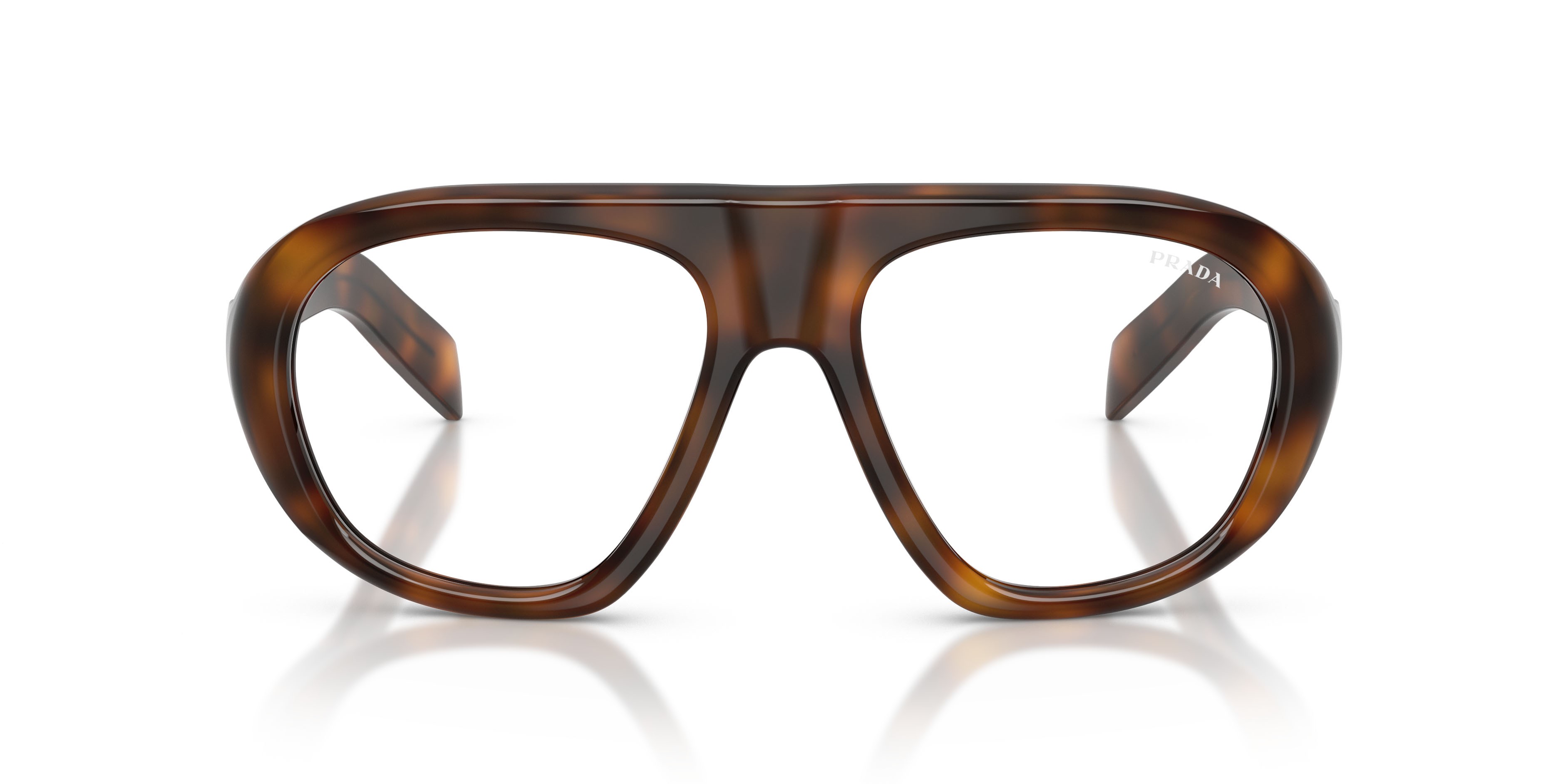 Occhiali da sole Prada PR C05S (20D08N) colore juniper tartarugato forma irregolare lenti clear blue-violet light filter