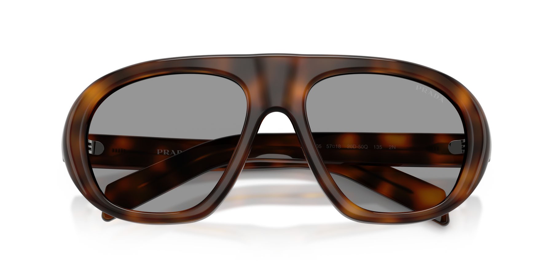 Occhiali da sole Prada PR C05S (20D50Q) colore juniper tartarugato forma irregolare lenti grigio