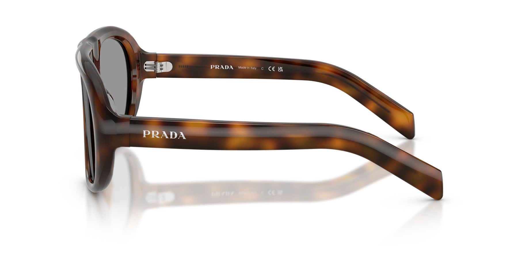 Occhiali da sole Prada PR C05S (20D50Q) colore juniper tartarugato forma irregolare lenti grigio