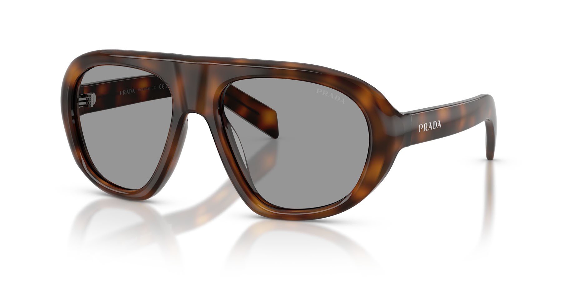 Occhiali da sole Prada PR C05S (20D50Q) colore juniper tartarugato forma irregolare lenti grigio