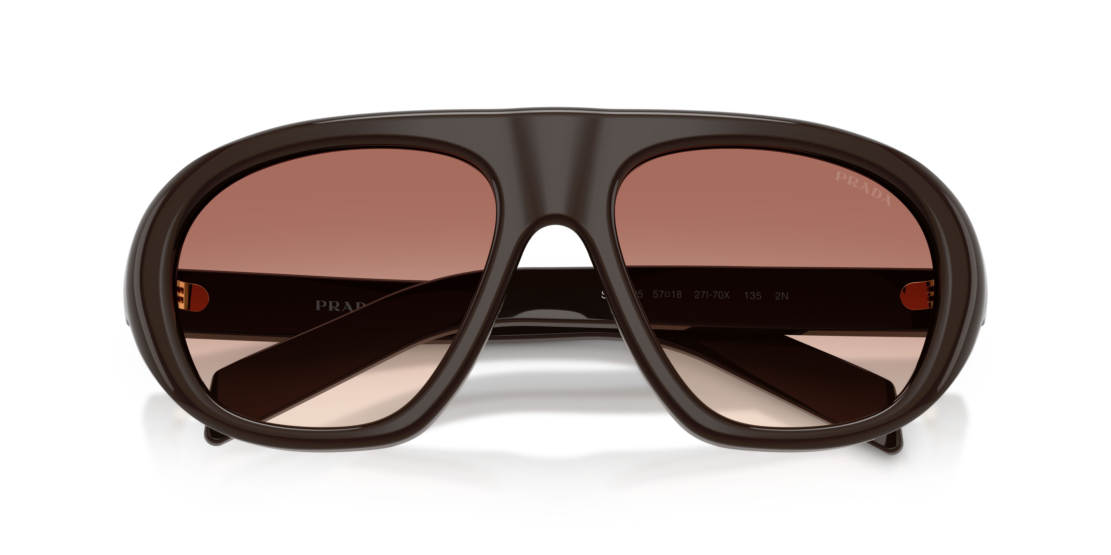 Occhiali da sole Prada PR C05S (27I70X) colore cigar forma irregolare lenti marrone sfumato bordeaux