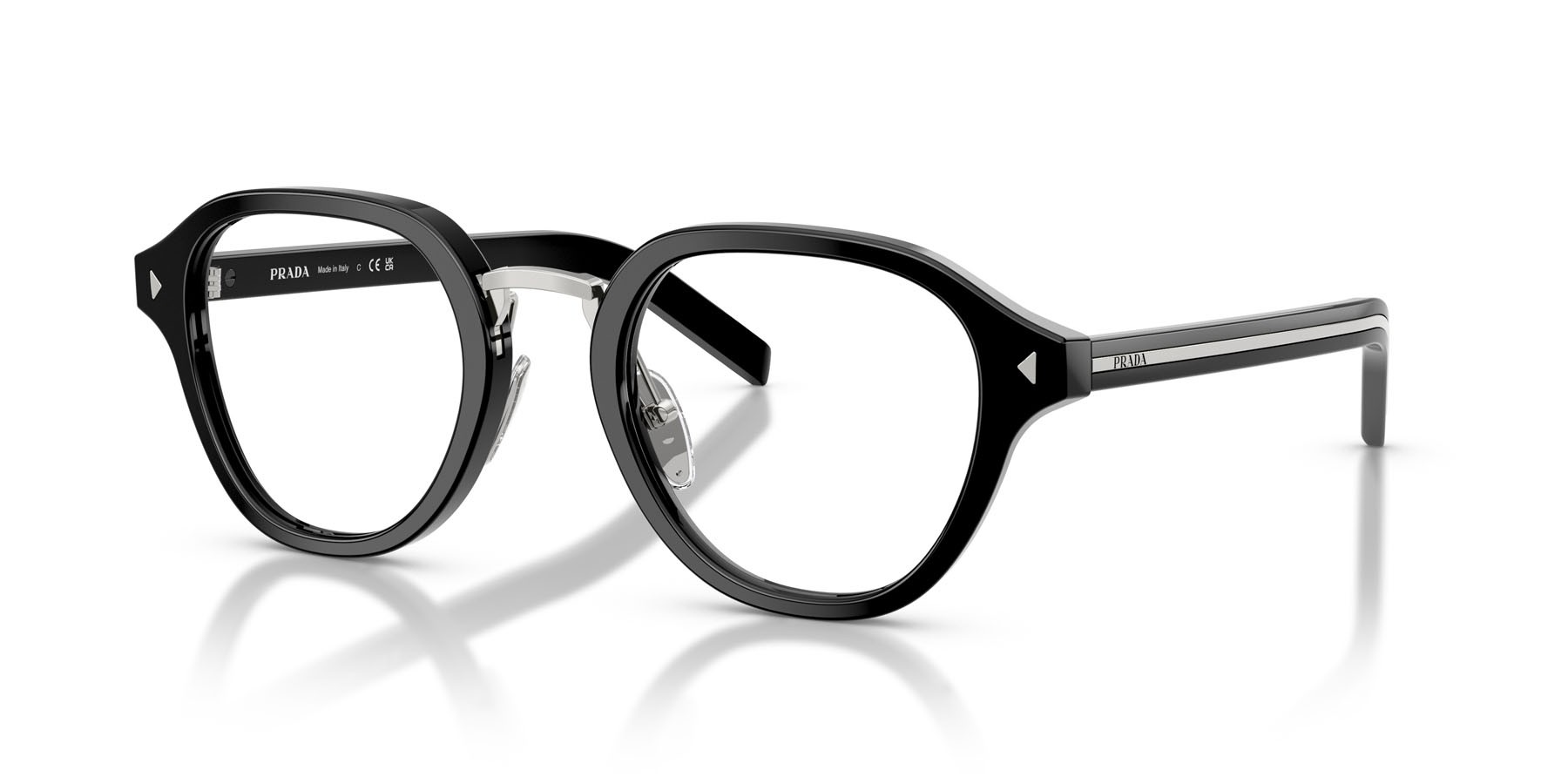 Eyeglasses Prada PR C05V (16K1O1) color nero shape pantos lenses lente demo
