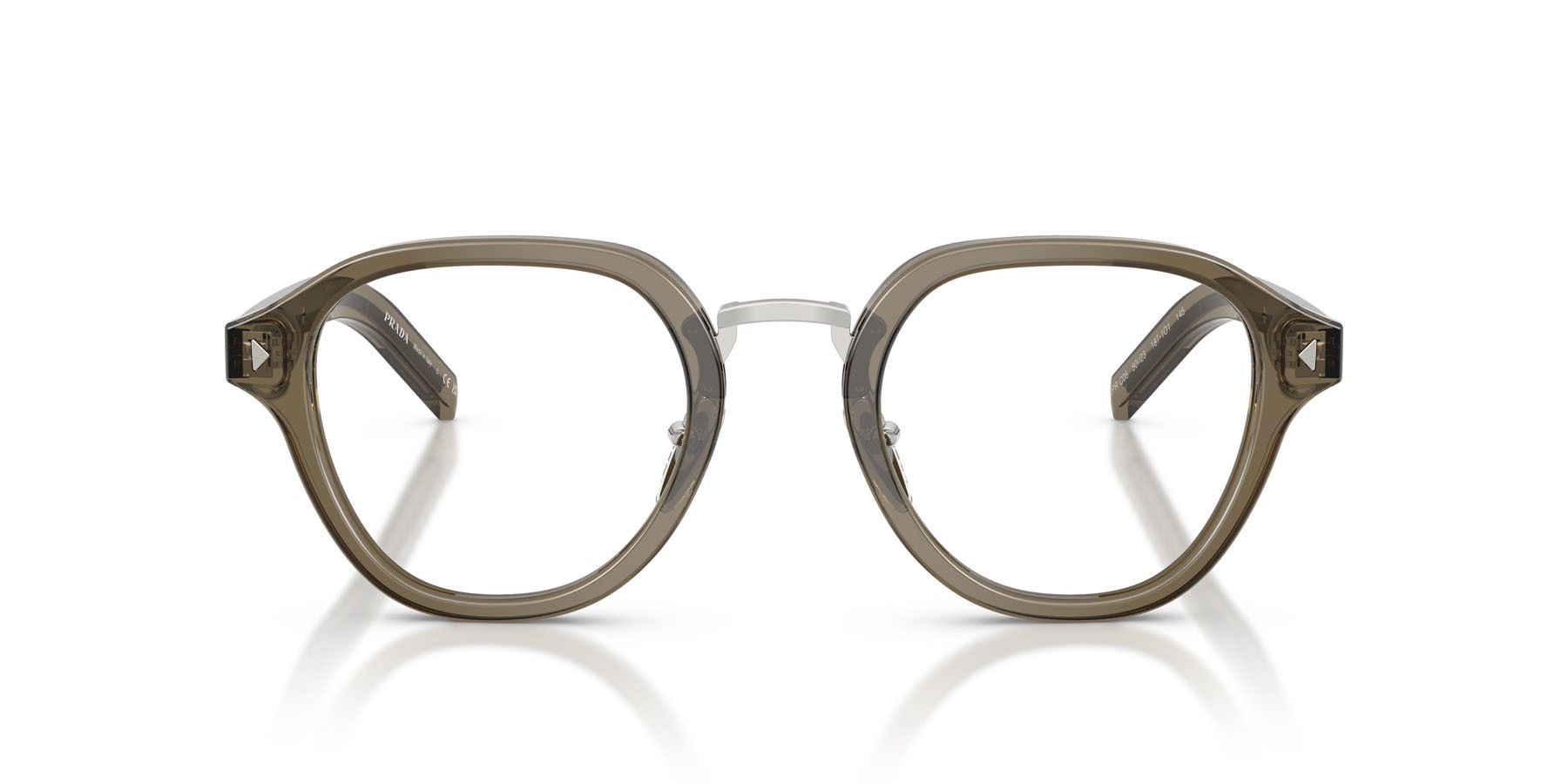 Eyeglasses Prada PR C05V (18T1O1) color terra trasparente shape pantos lenses lente demo
