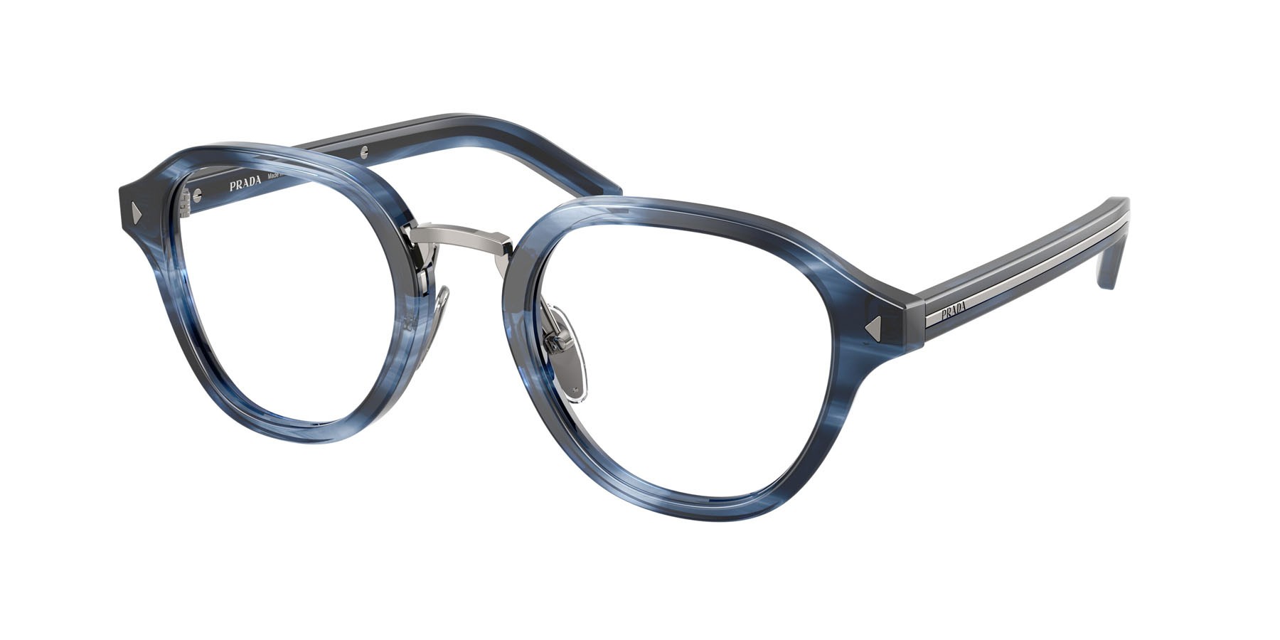 Eyeglasses Prada PR C05V (26F1O1) color striato blu shape pantos lenses lente demo