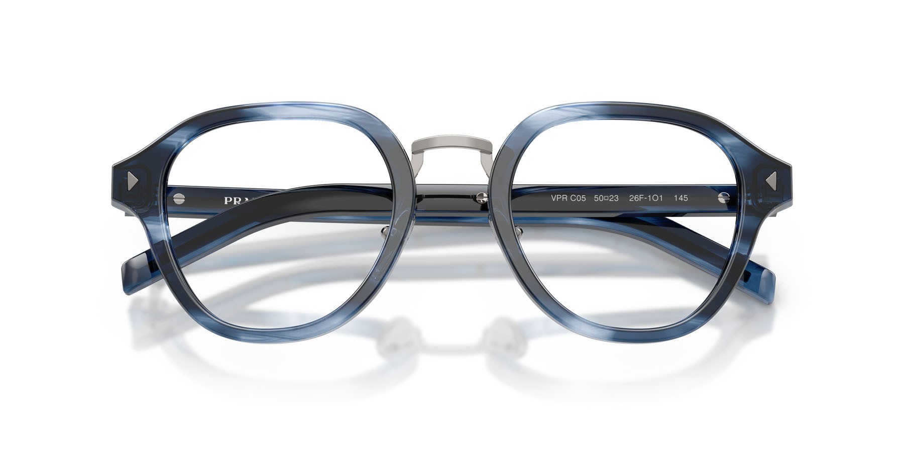 Eyeglasses Prada PR C05V (26F1O1) color striato blu shape pantos lenses lente demo