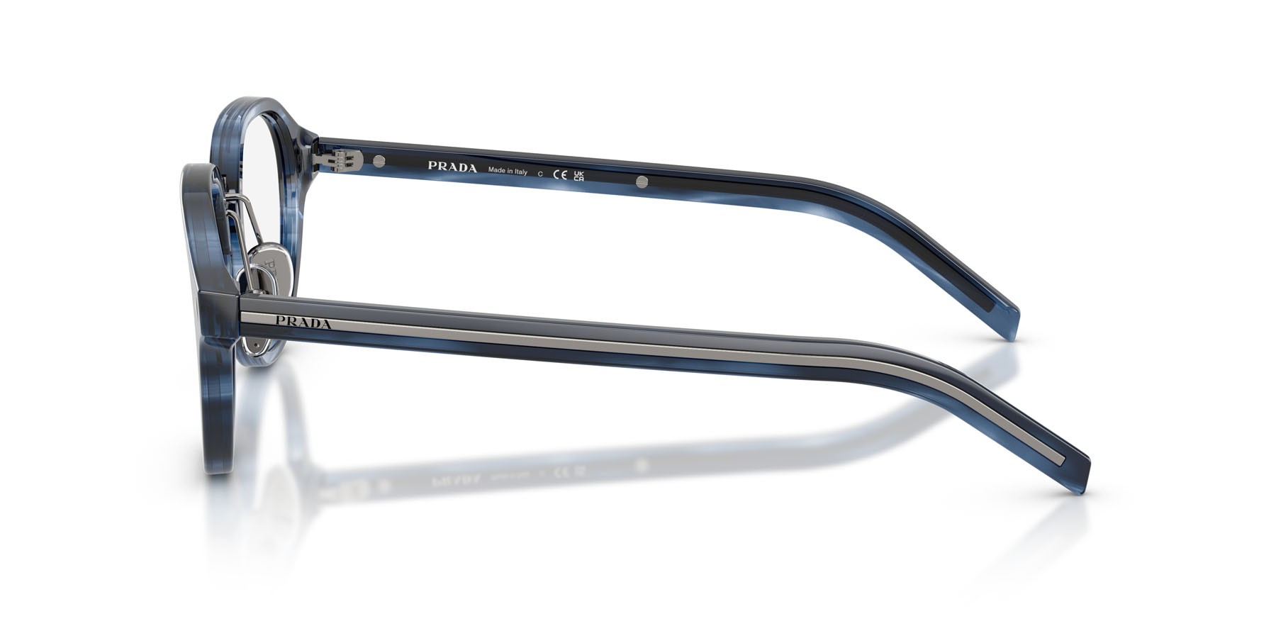 Eyeglasses Prada PR C05V (26F1O1) color striato blu shape pantos lenses lente demo