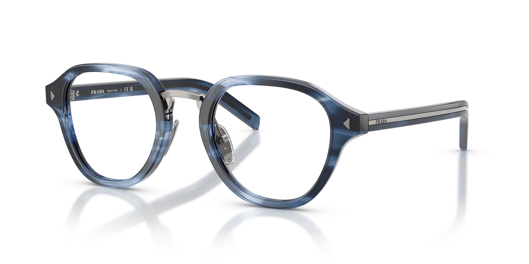 Eyeglasses Prada PR C05V (26F1O1) color striato blu shape pantos lenses lente demo