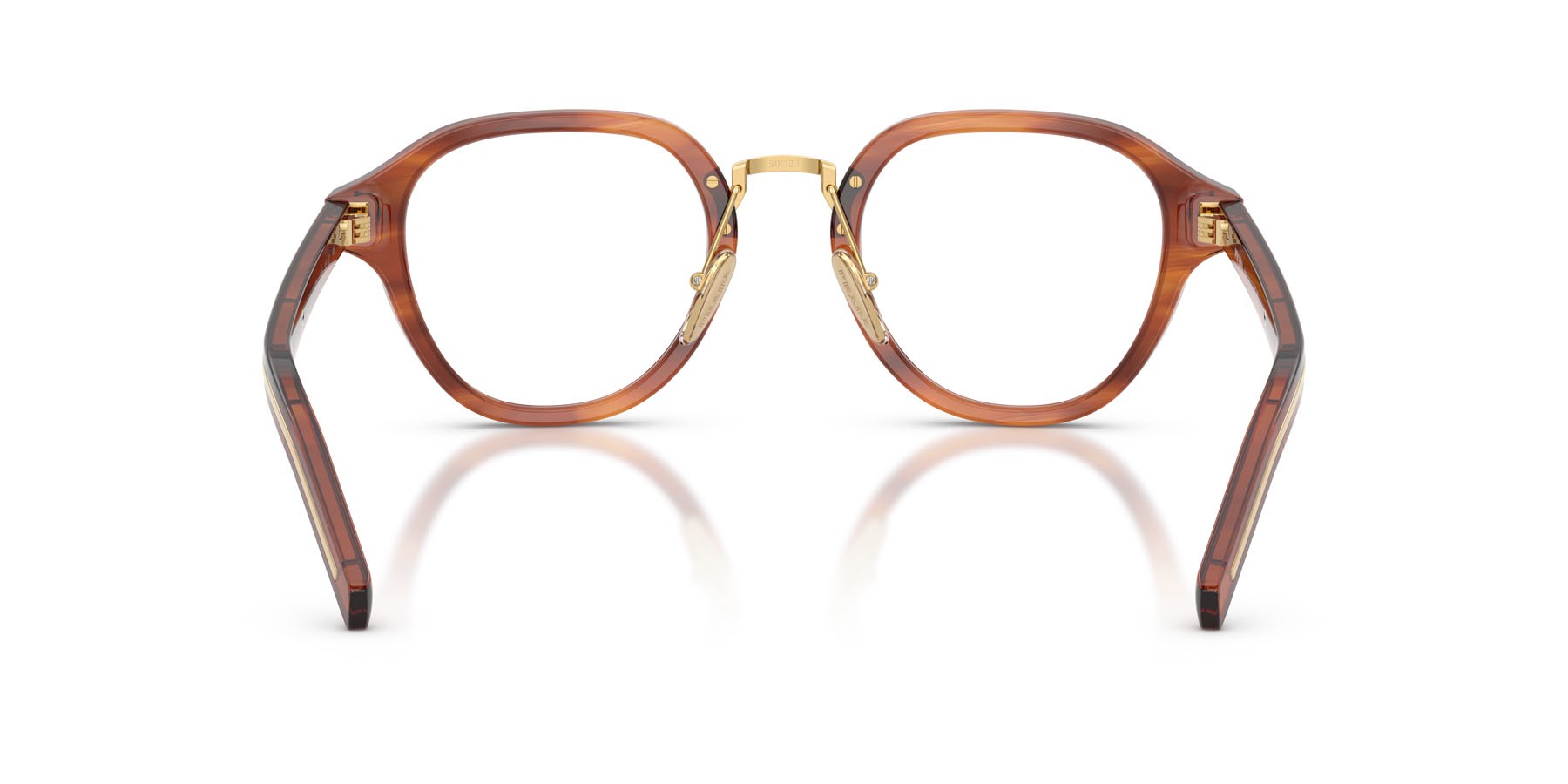 Eyeglasses Prada PR C05V (27F1O1) color striped cognac shape pantos lenses lente demo