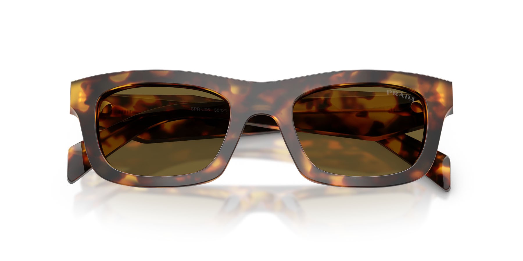 Sunglasses Prada PR C06S (14L09Z) color miele tartarugato shape square lenses marrone scuro