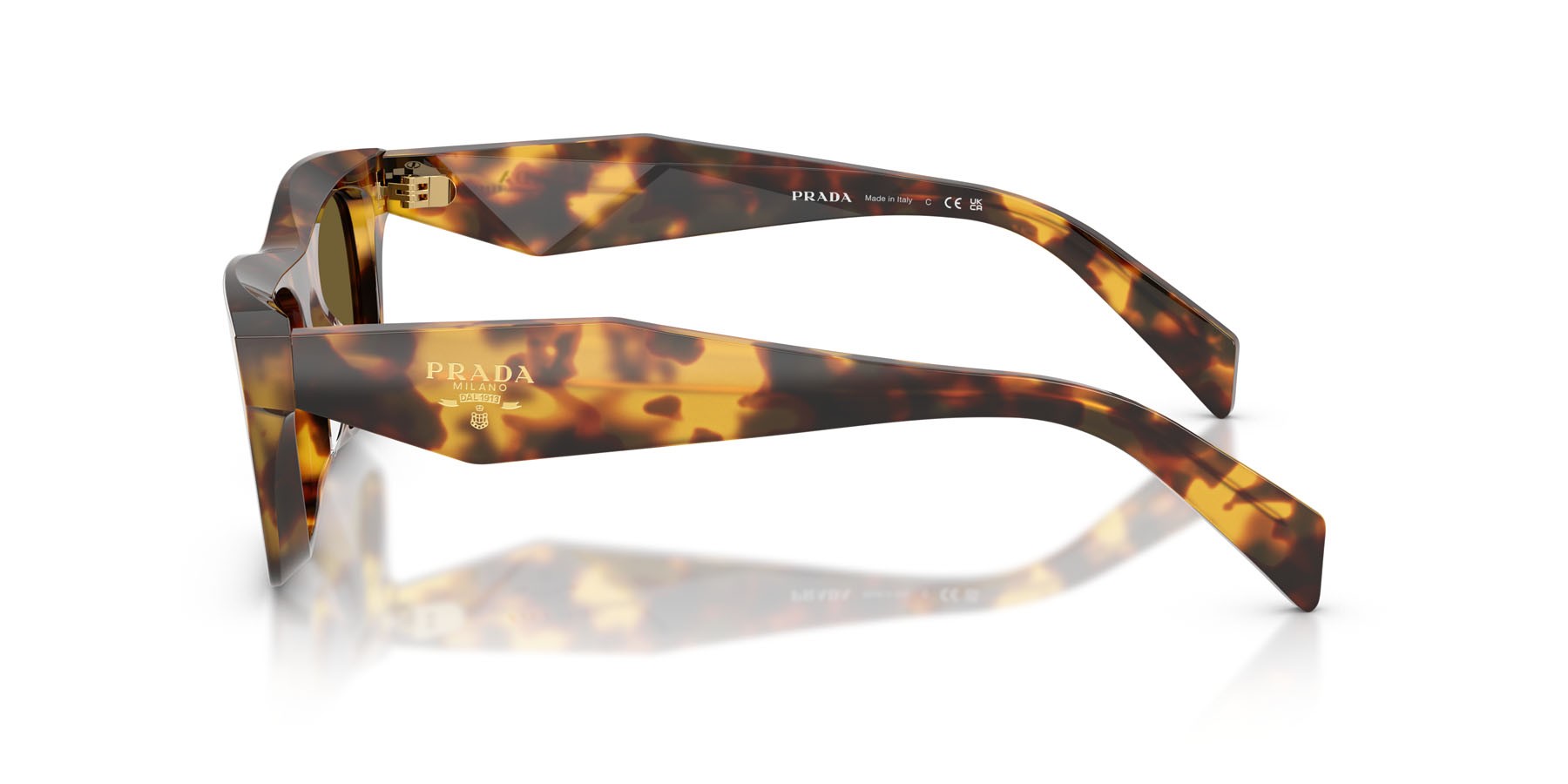 Sunglasses Prada PR C06S (14L09Z) color miele tartarugato shape square lenses marrone scuro