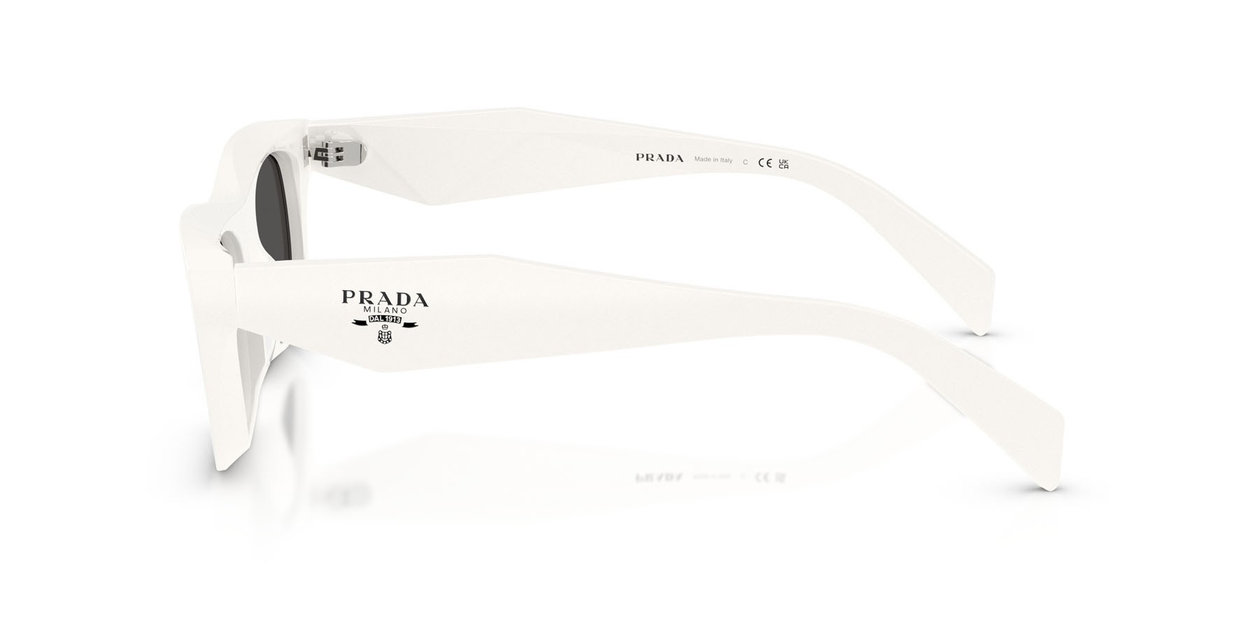 Sunglasses Prada PR C06S (17K08Z) color bianco talco shape square lenses grigio scuro