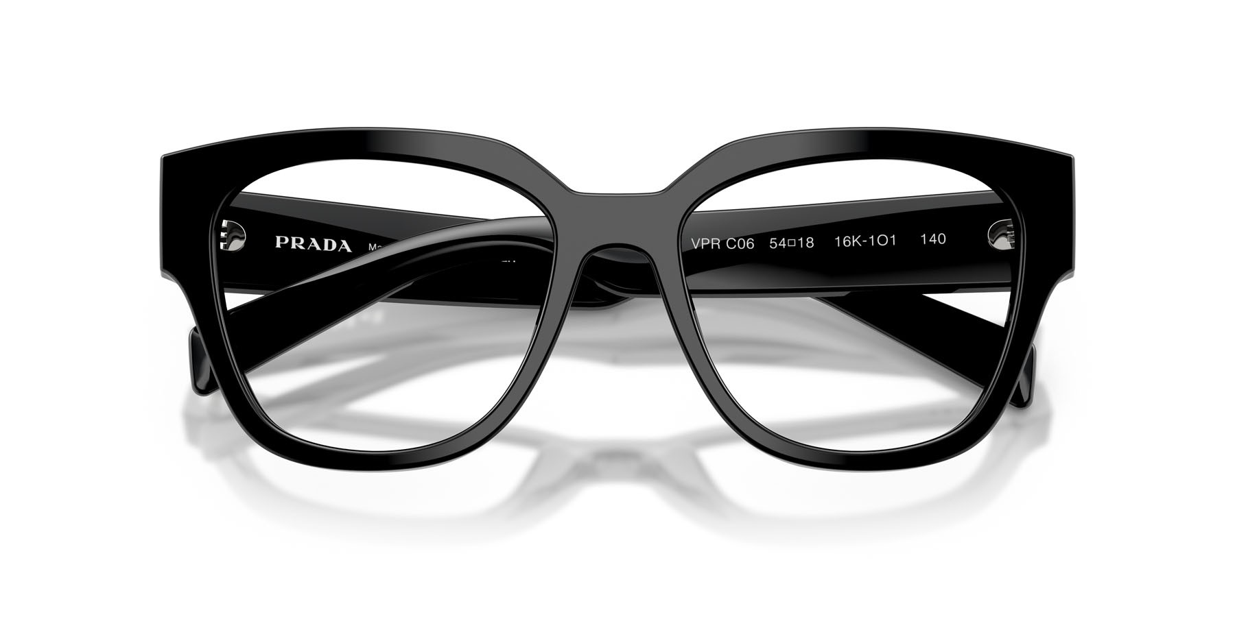 Eyeglasses Prada PR C06V (16K1O1) color nero shape oval lenses lente demo