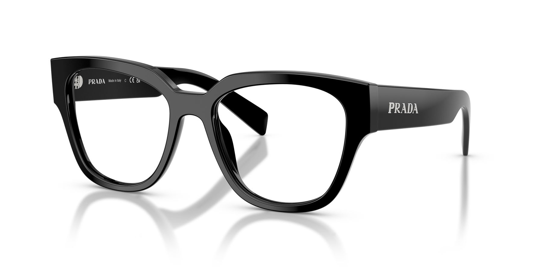 Eyeglasses Prada PR C06V (16K1O1) color nero shape oval lenses lente demo