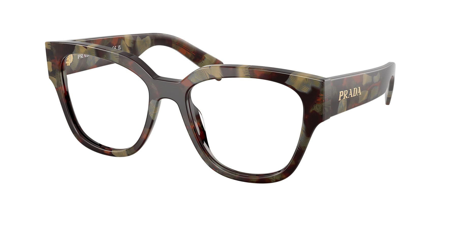 Eyeglasses Prada PR C06V (22F1O1) color woods tortoise shape oval lenses lente demo