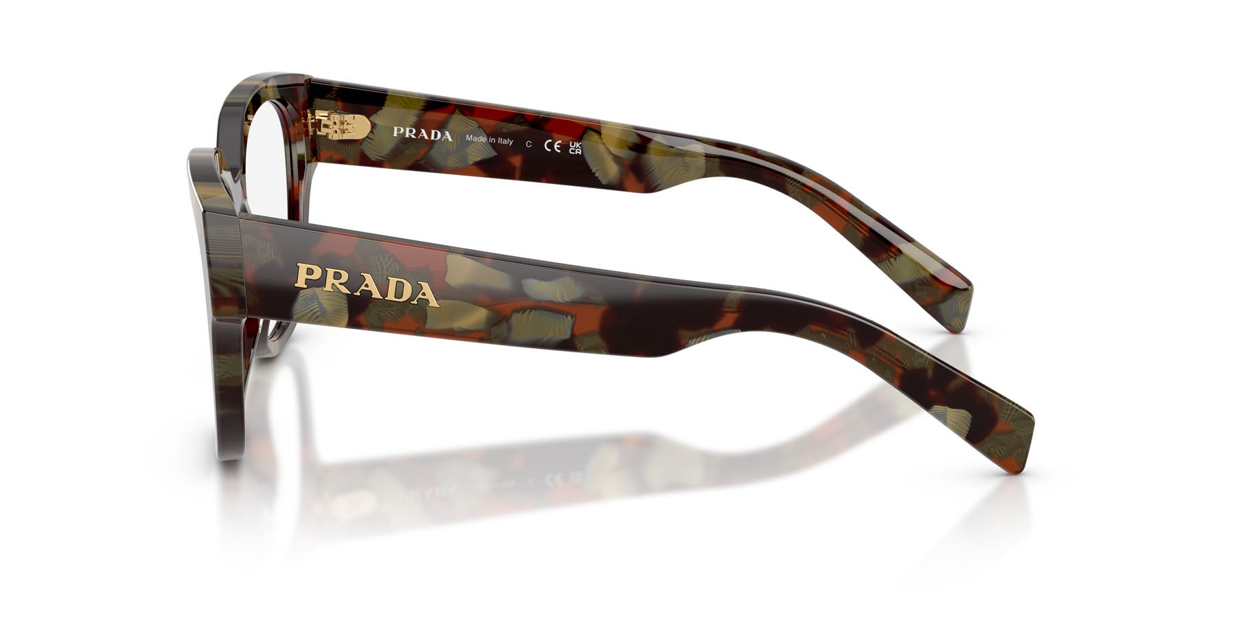 Eyeglasses Prada PR C06V (22F1O1) color woods tortoise shape oval lenses lente demo