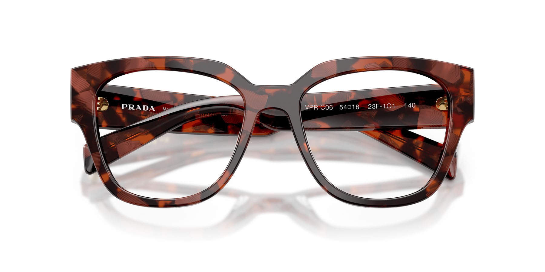 Eyeglasses Prada PR C06V (23F1O1) color amaranth tortoise shape oval lenses lente demo