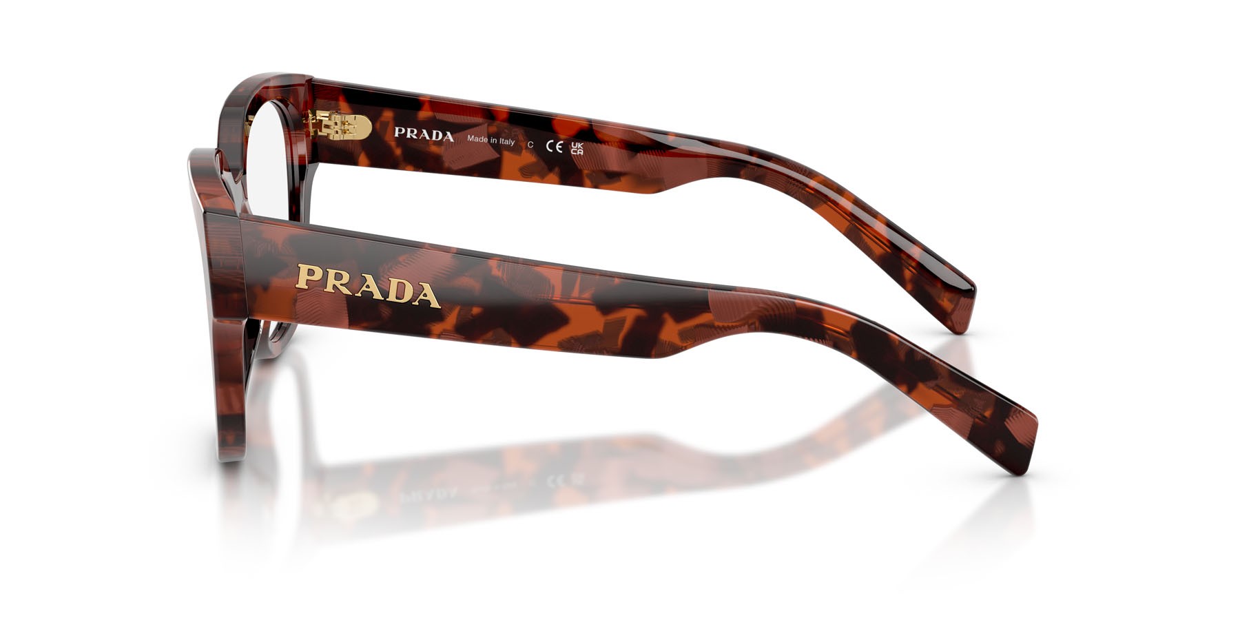 Eyeglasses Prada PR C06V (23F1O1) color amaranth tortoise shape oval lenses lente demo
