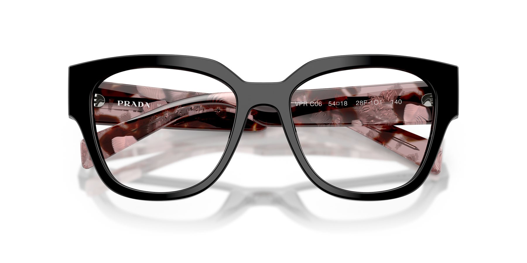 Eyeglasses Prada PR C06V (28F1O1) color nero shape oval lenses lente demo