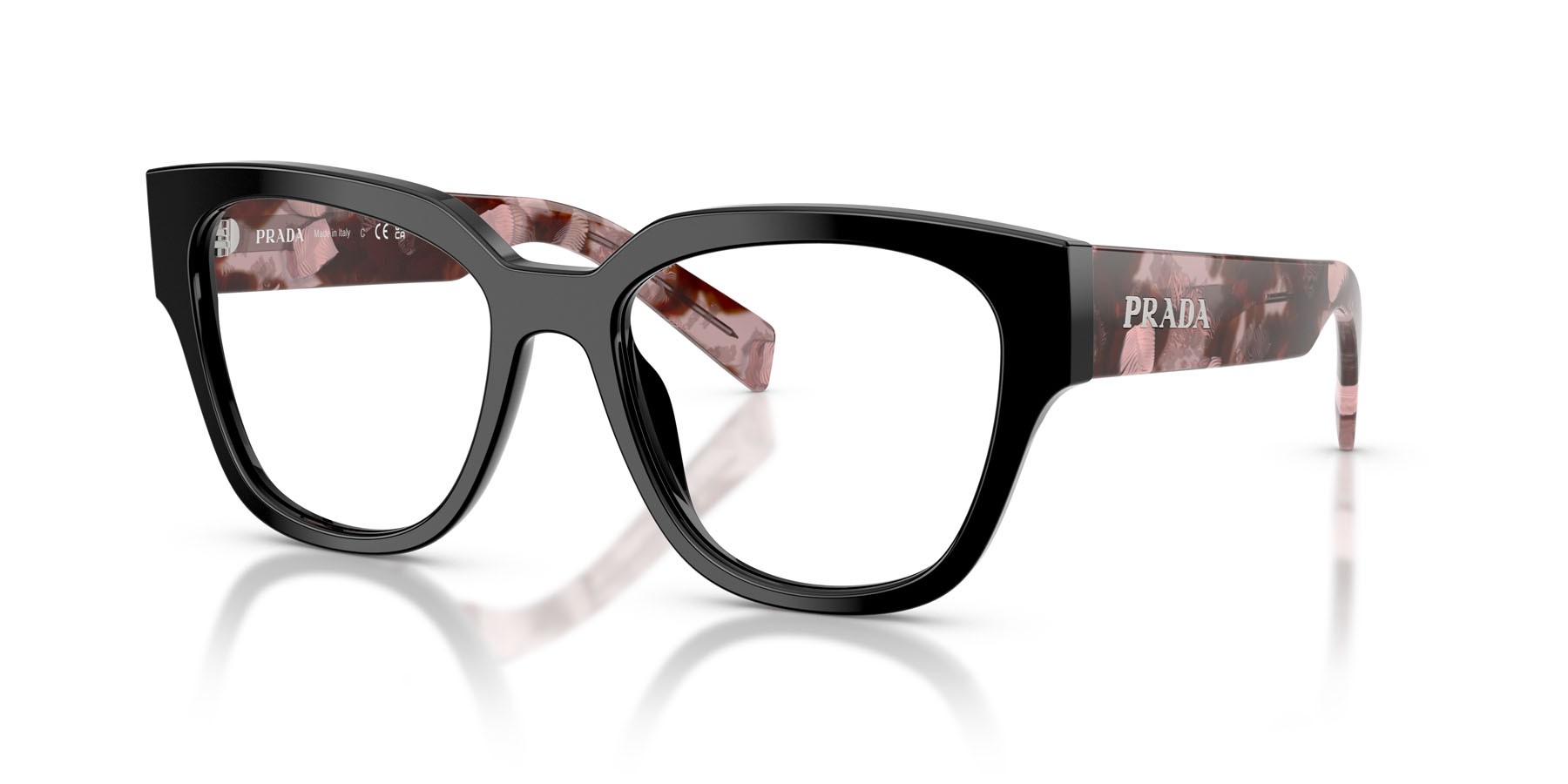 Eyeglasses Prada PR C06V (28F1O1) color nero shape oval lenses lente demo