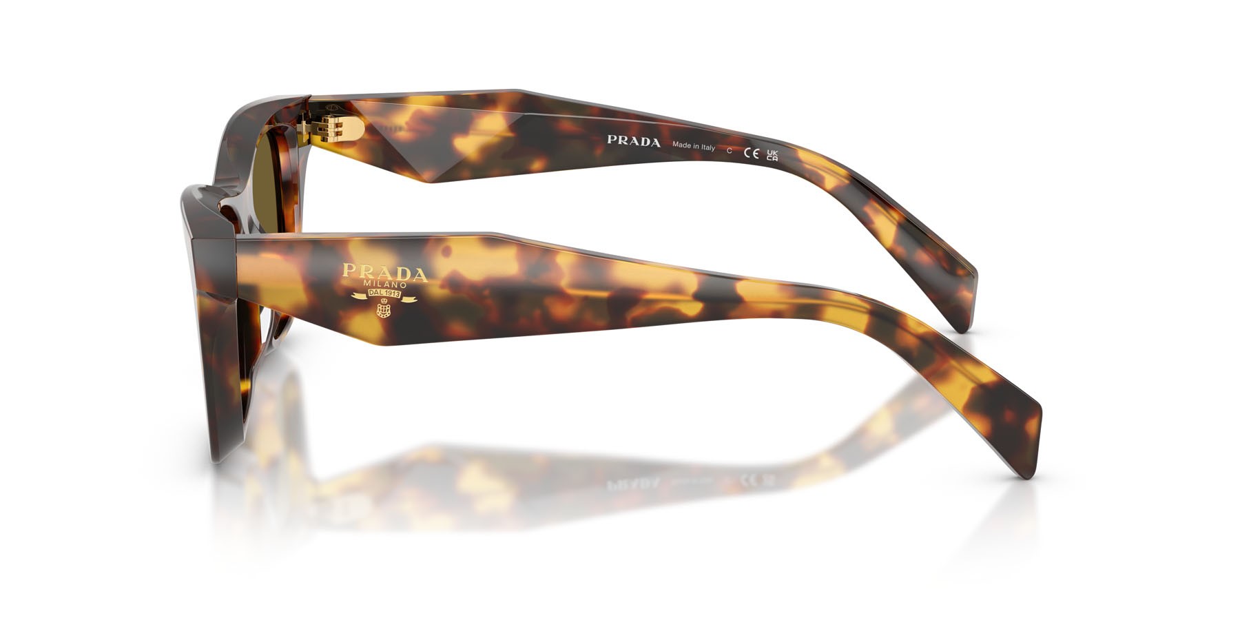 Occhiali da sole Prada PR C07S (14L09Z) colore miele tartarugato forma farfalla lenti marrone scuro