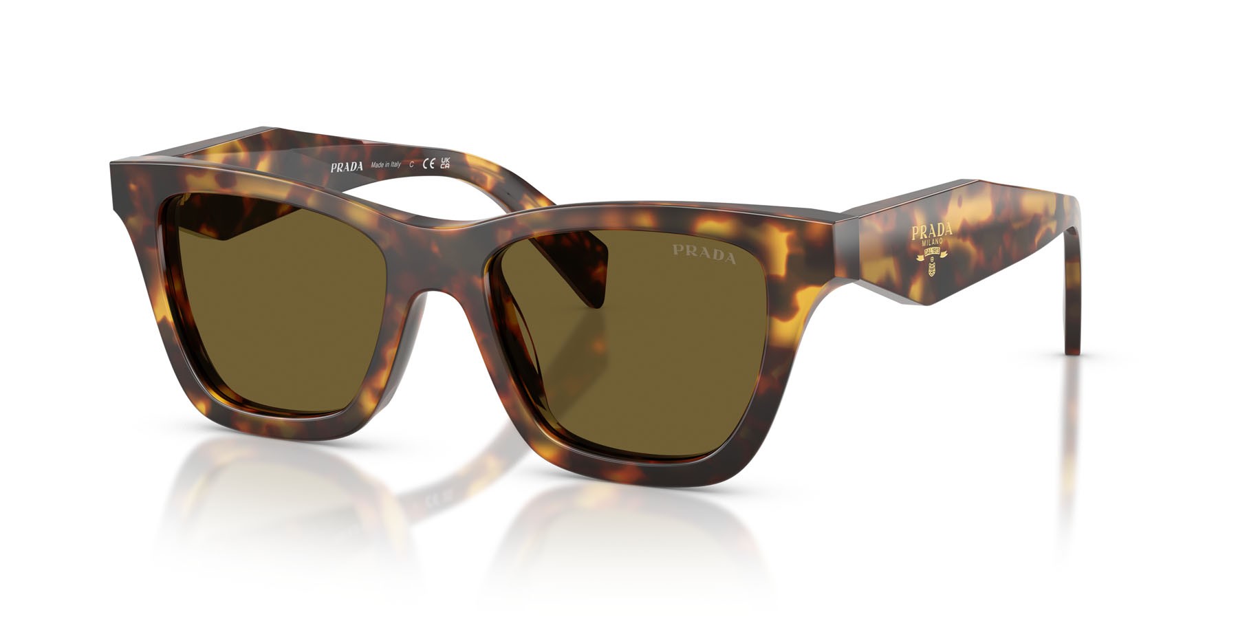 Occhiali da sole Prada PR C07S (14L09Z) colore miele tartarugato forma farfalla lenti marrone scuro