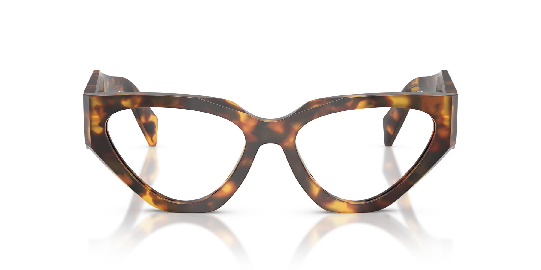Eyeglasses Prada PR C07V (14L1O1) color miele tartarugato shape irregular lenses lente demo