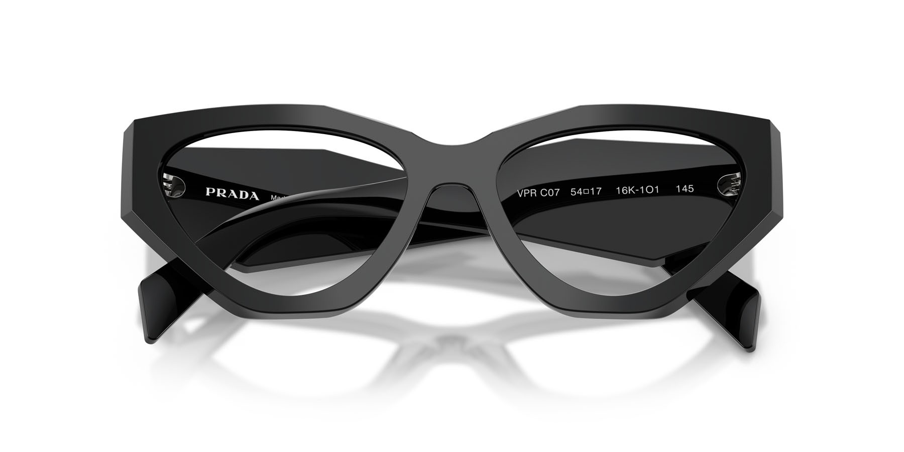 Eyeglasses Prada PR C07V (16K1O1) color nero shape irregular lenses lente demo