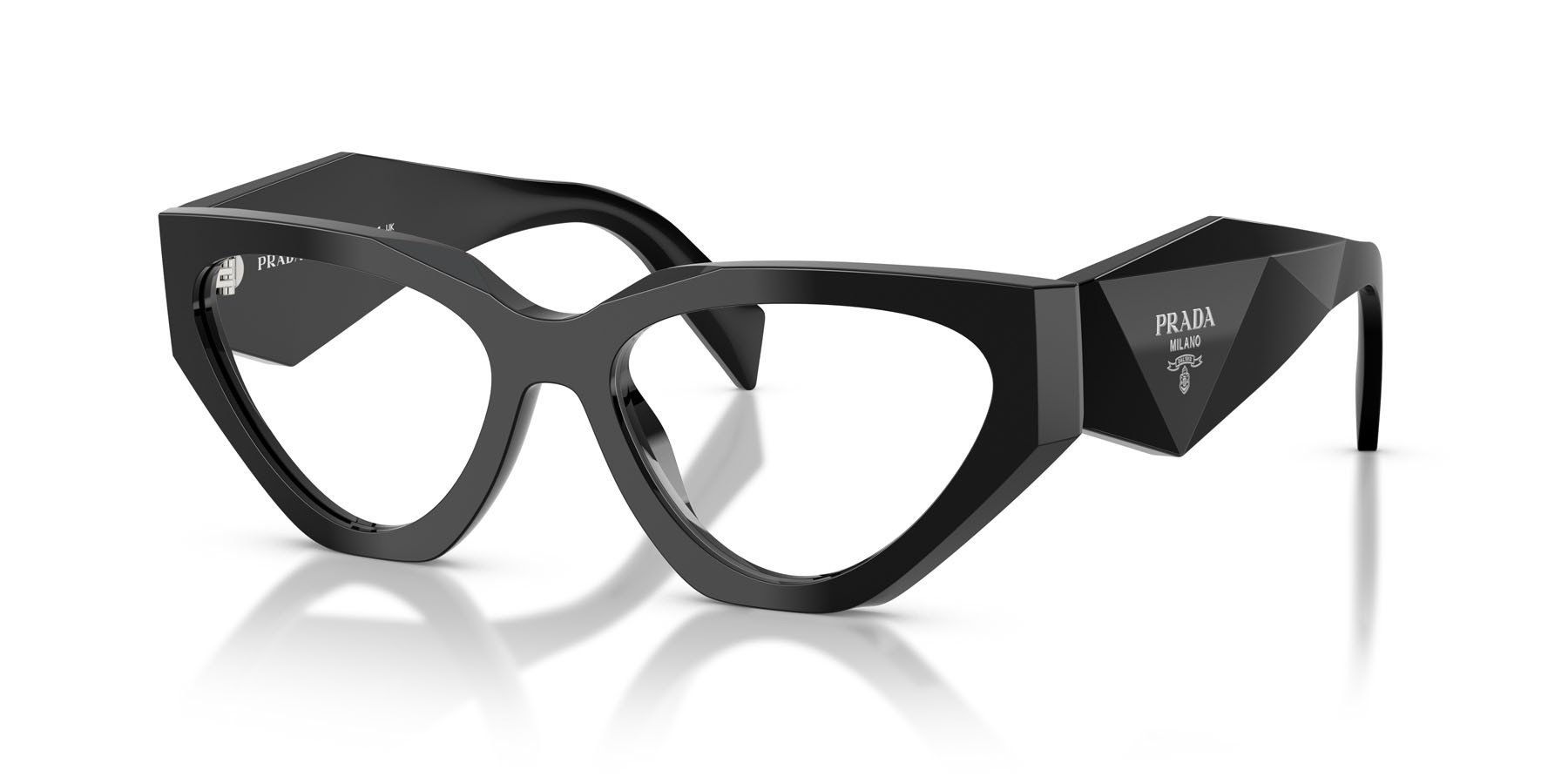 Eyeglasses Prada PR C07V (16K1O1) color nero shape irregular lenses lente demo