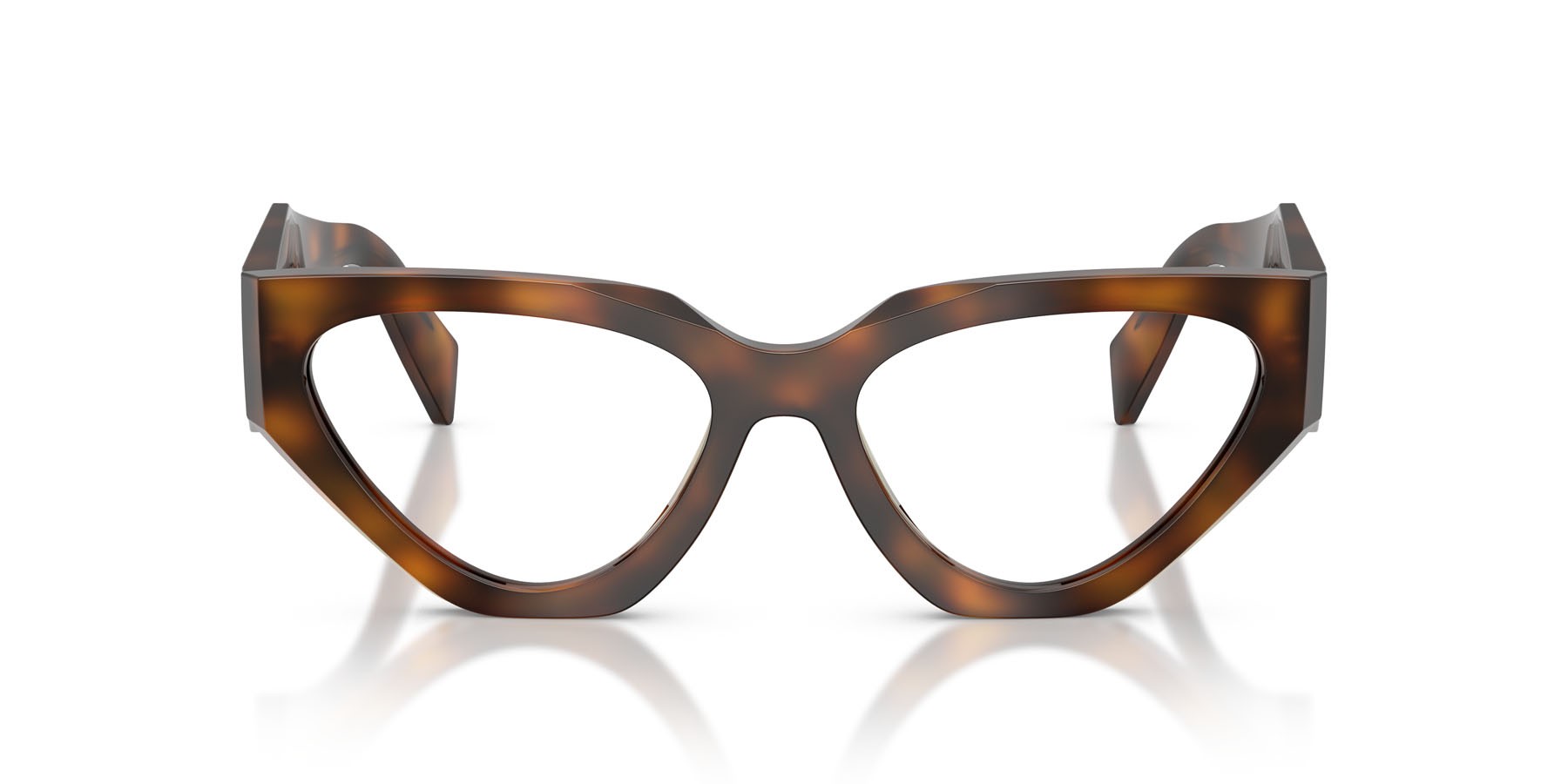 Eyeglasses Prada PR C07V (20D1O1) color juniper tartarugato shape irregular lenses lente demo
